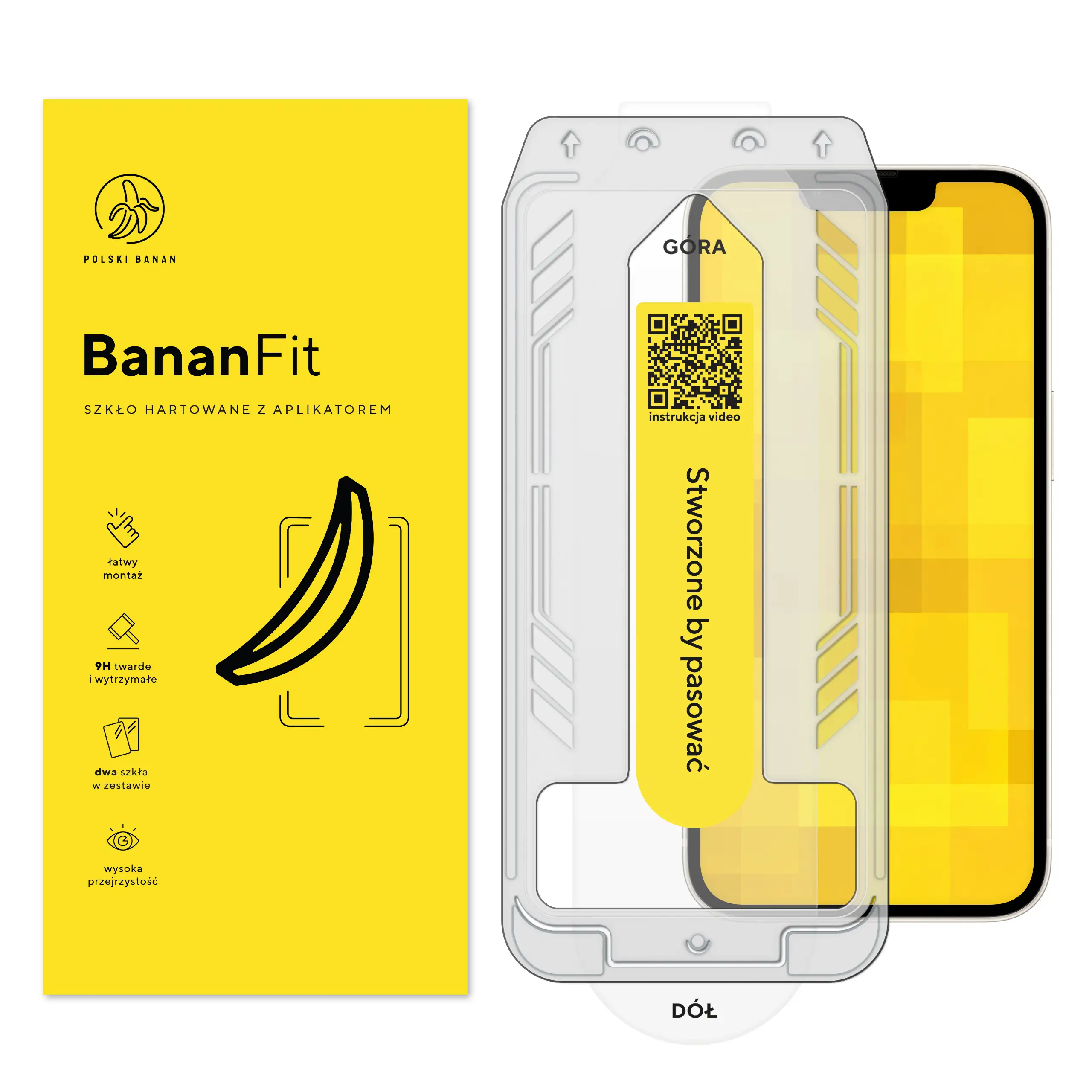 Szkło hartowane z aplikatorem Polski Banan BananFit do Apple iPhone 13 Pro