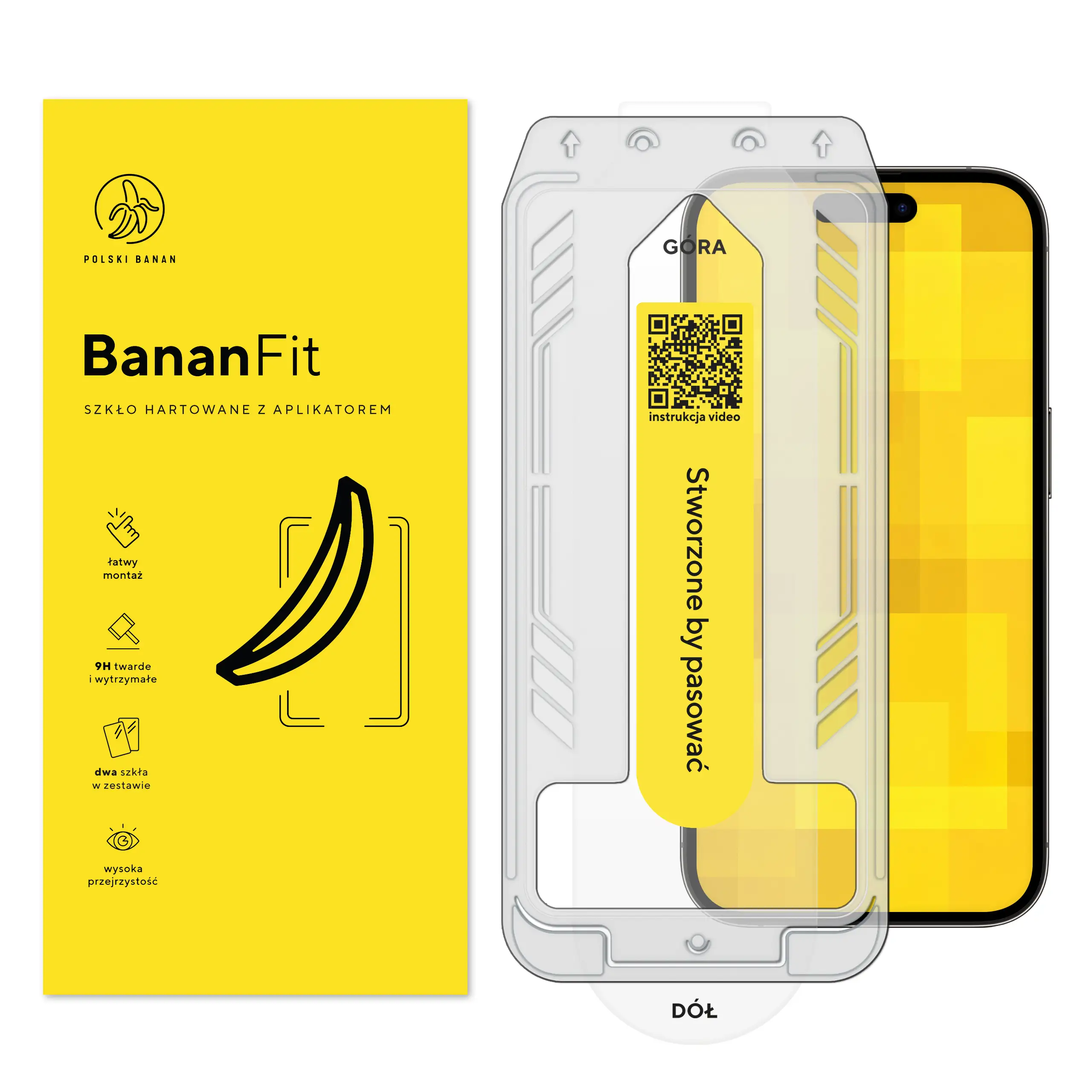 Szkło hartowane z aplikatorem Polski Banan BananFit do Apple iPhone 14 Pro