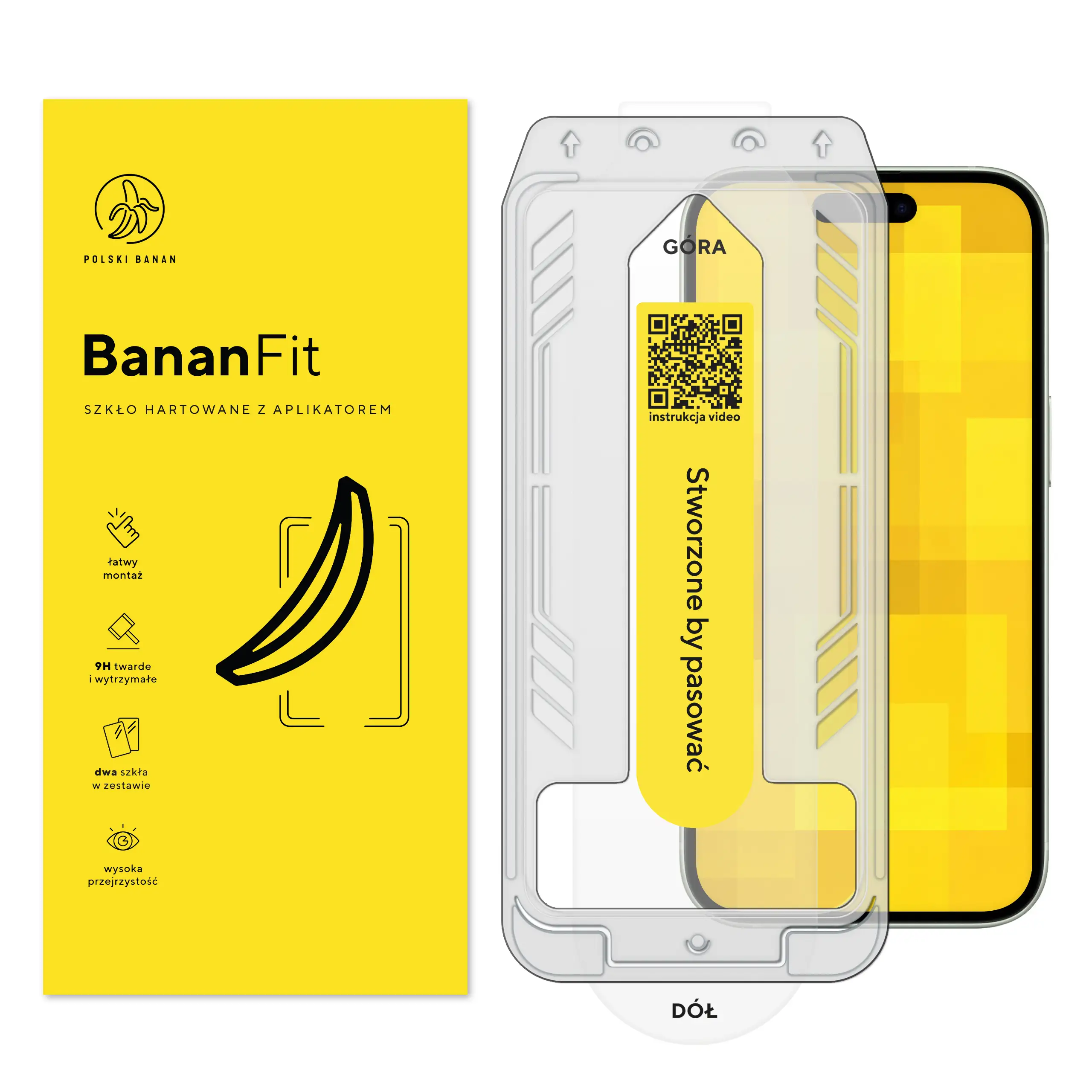 Szkło hartowane z aplikatorem Polski Banan BananFit do Apple iPhone 15