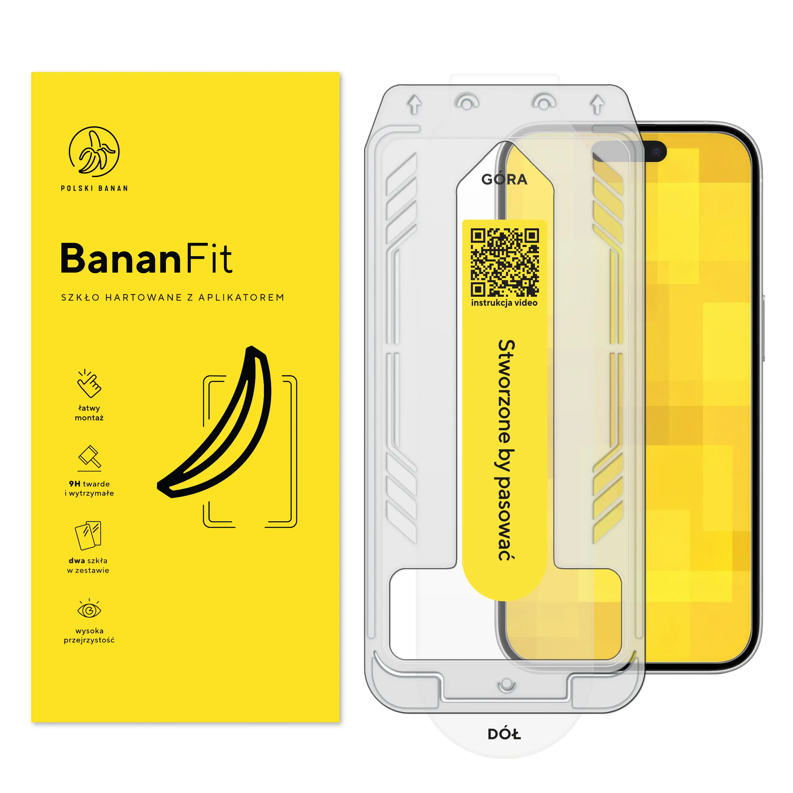 Szkło hartowane z aplikatorem Polski Banan BananFit do Apple iPhone 16