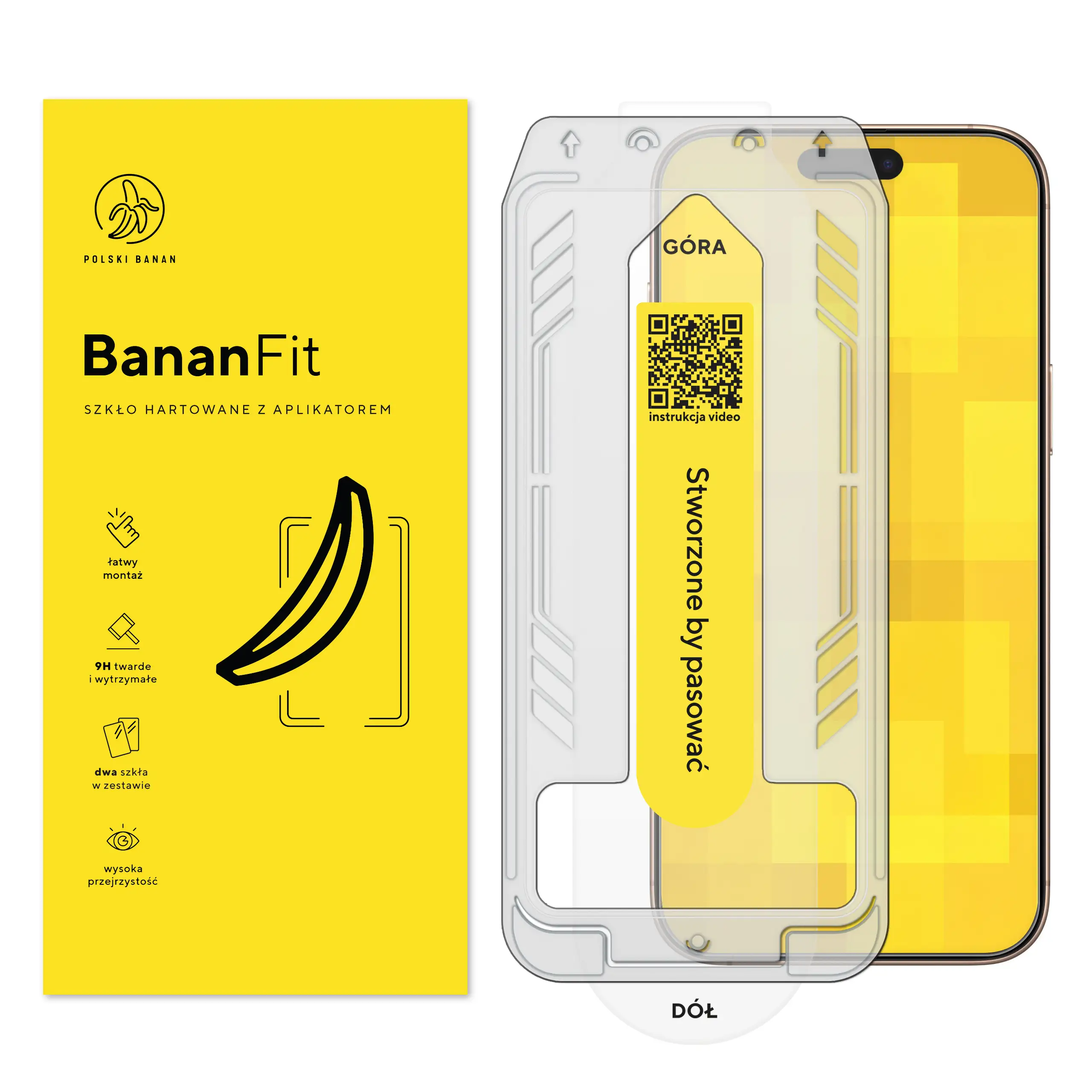 Szkło hartowane z aplikatorem Polski Banan BananFit do Apple iPhone 16 Pro Max
