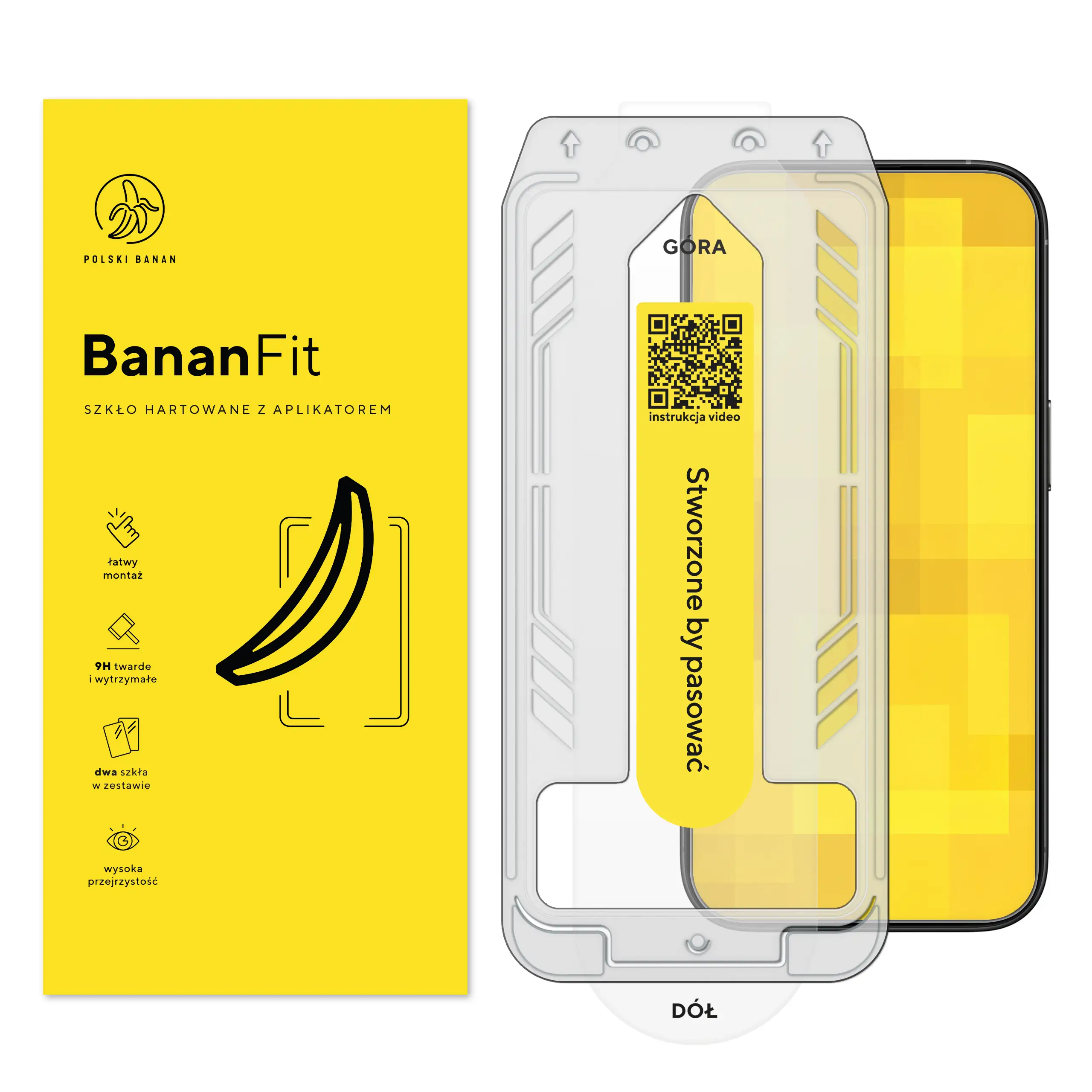 Szkło hartowane z aplikatorem Polski Banan BananFit do Apple iPhone 17