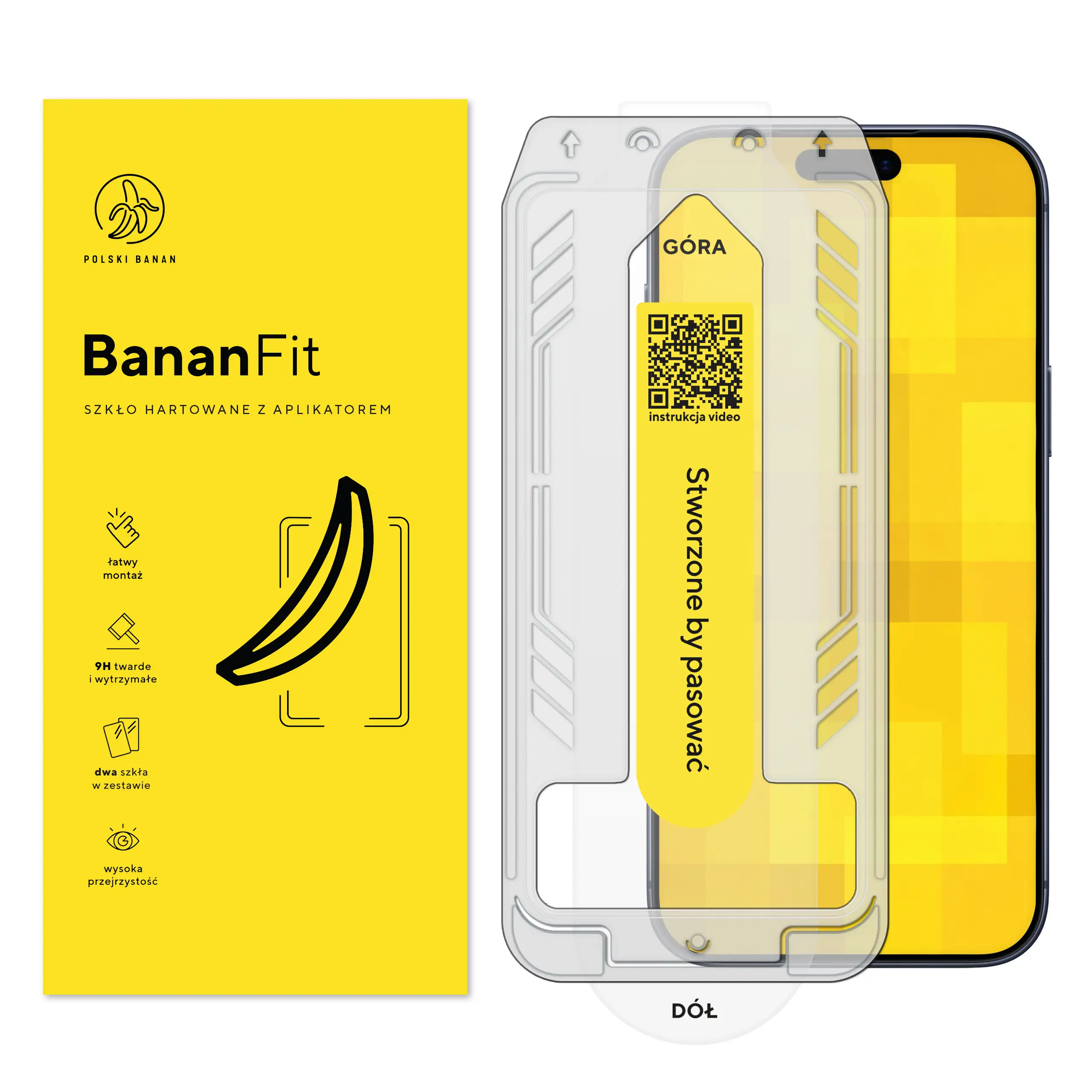 Szkło hartowane z aplikatorem Polski Banan BananFit do Apple iPhone 17 Pro Max