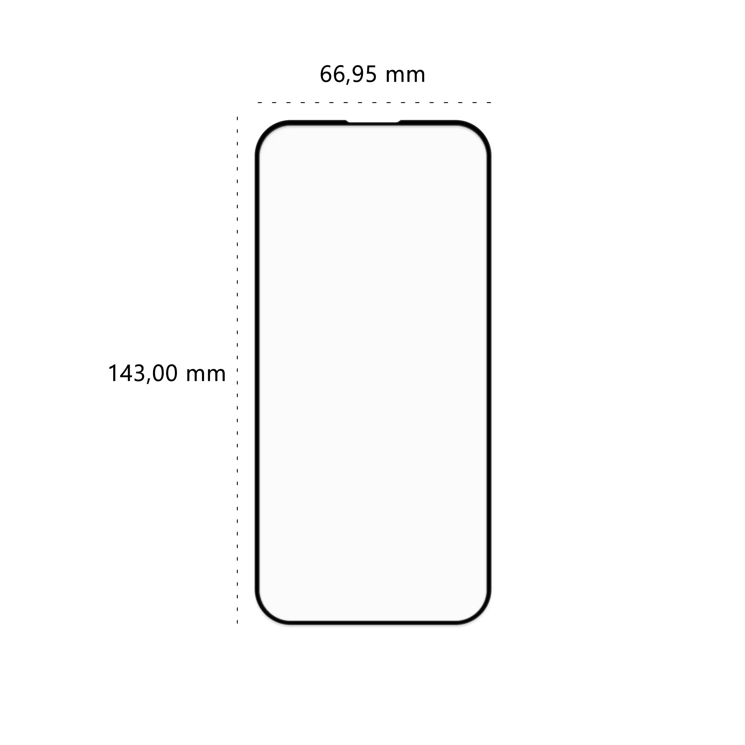 Wymiary szkła hartowanego 5D Polski Banan BananGuard w kolorze czarnym do telefonu Apple iPhone 15 Pro