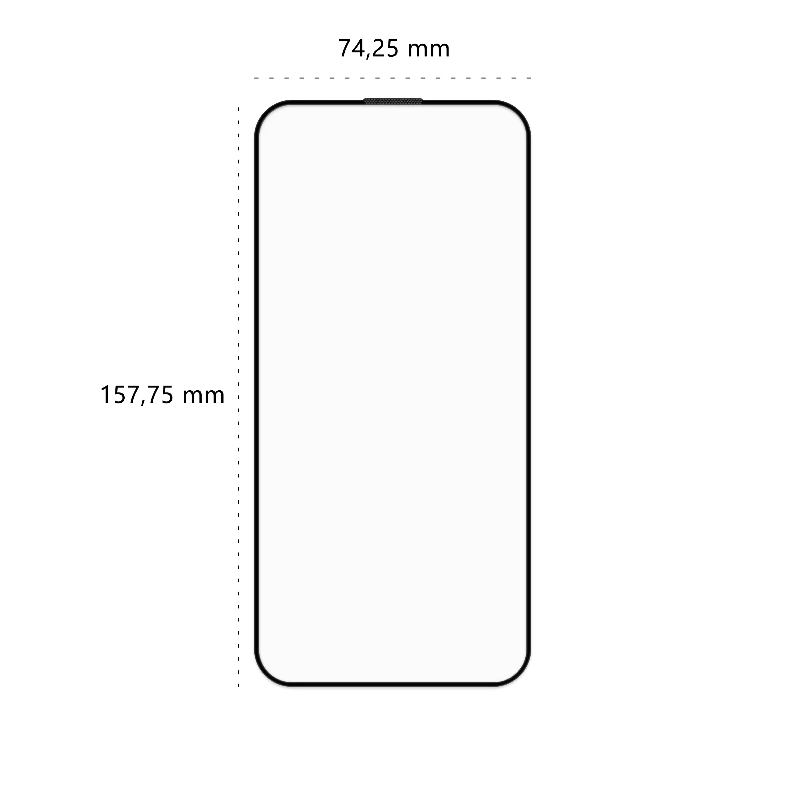 Wymiary szkła hartowanego 5D Polski Banan BananGuard w kolorze czarnym do telefonu Apple iPhone 16 Plus