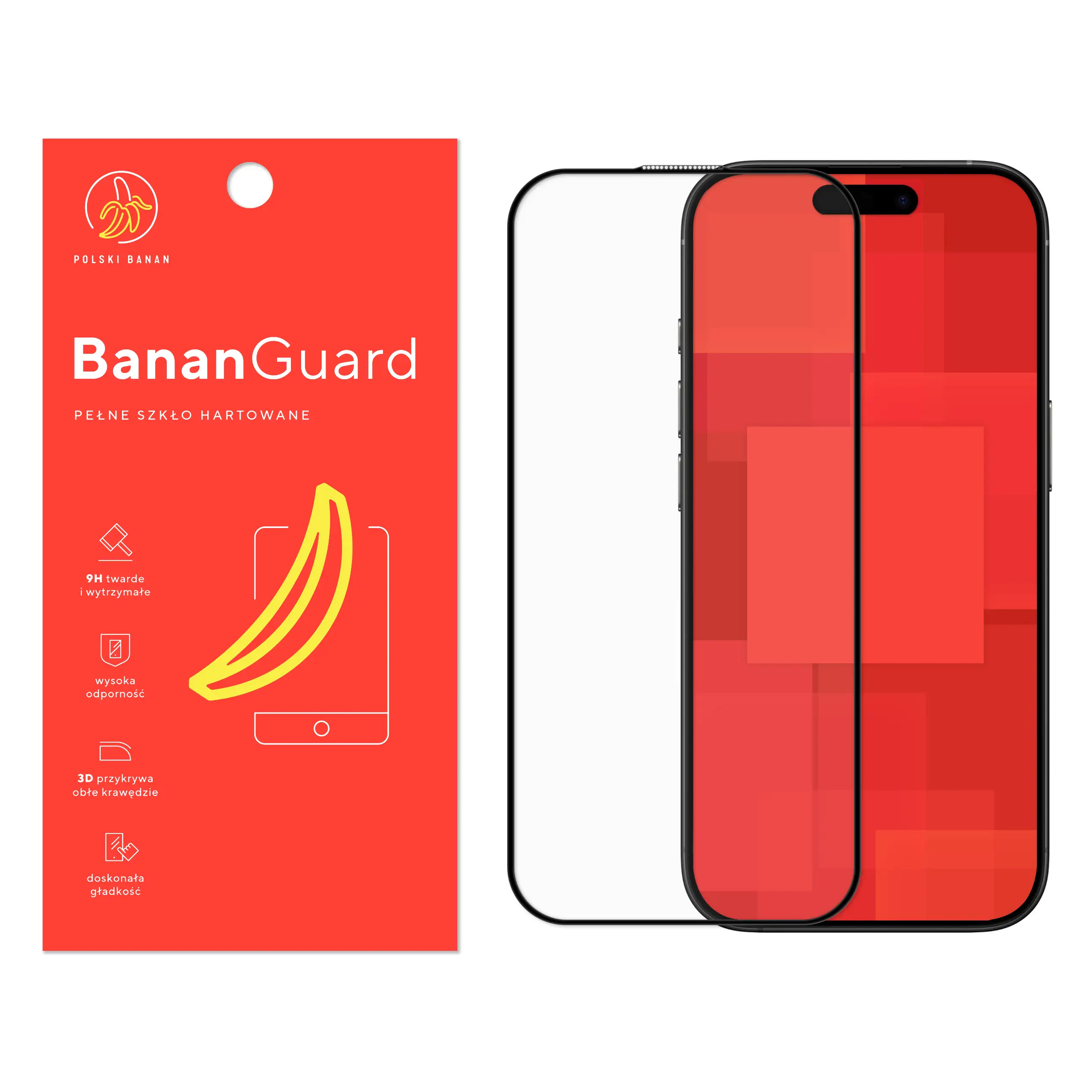 Szkło hartowane 5D Polski Banan BananGuard w kolorze czarnym do Apple iPhone 17