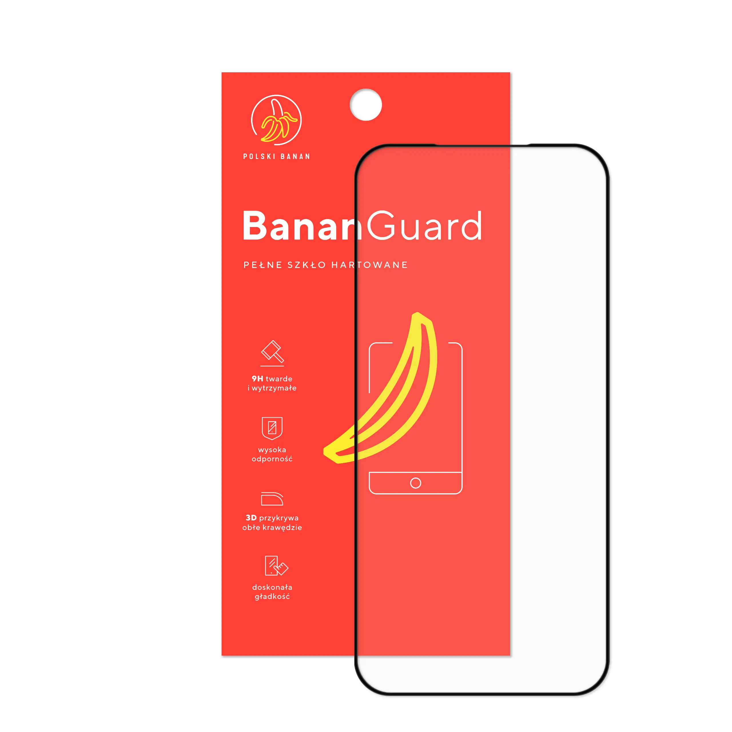 Szkło hartowane 5D Polski Banan BananGuard w kolorze czarnym z opakowaniem do telefonu Apple iPhone 17 Pro Max