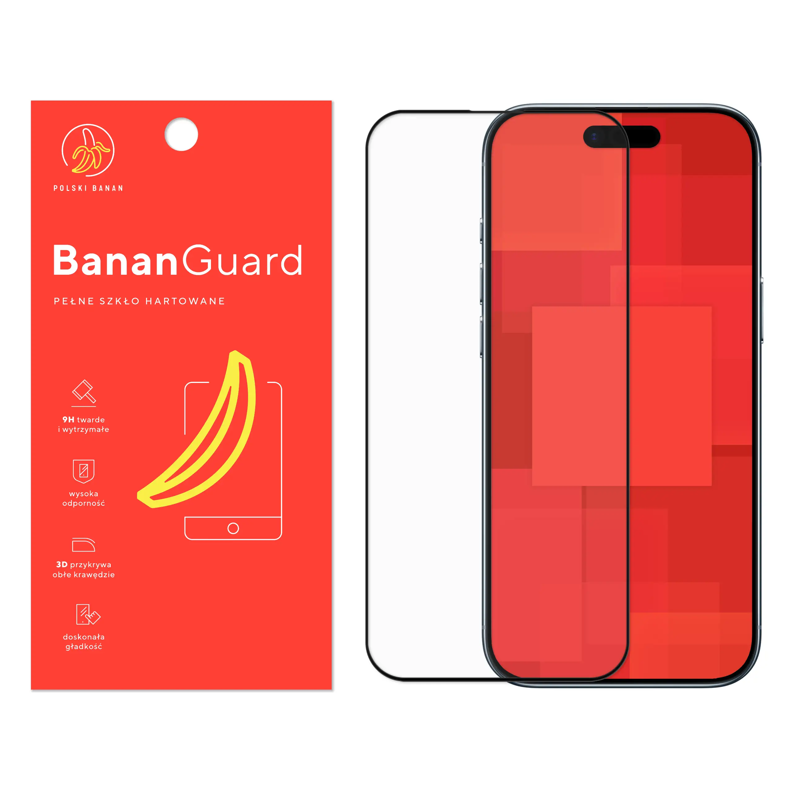 Szkło hartowane 5D Polski Banan BananGuard w kolorze czarnym do Apple iPhone Air
