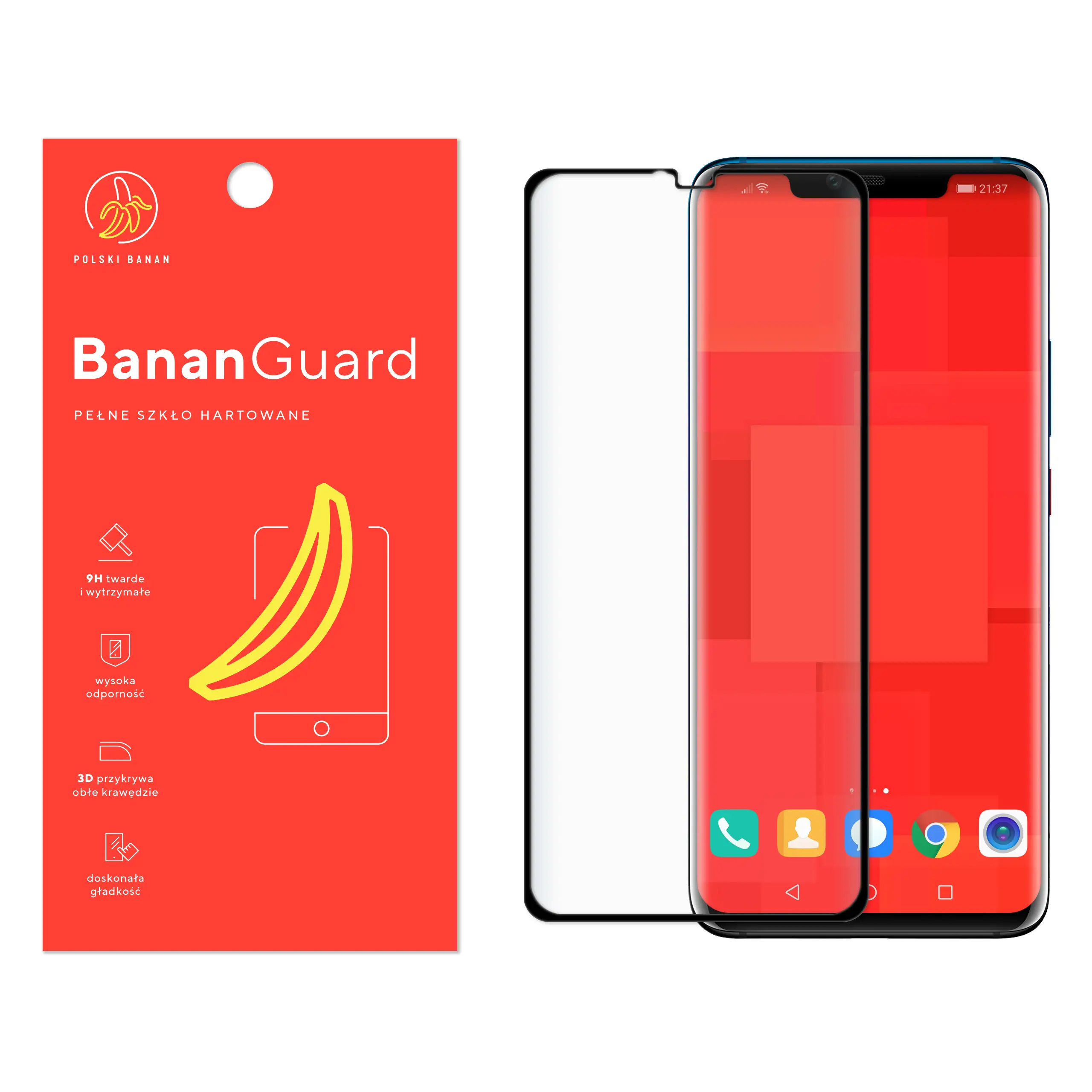 Szkło hartowane 5D Polski Banan BananGuard w kolorze czarnym do Huawei Mate 20 Pro