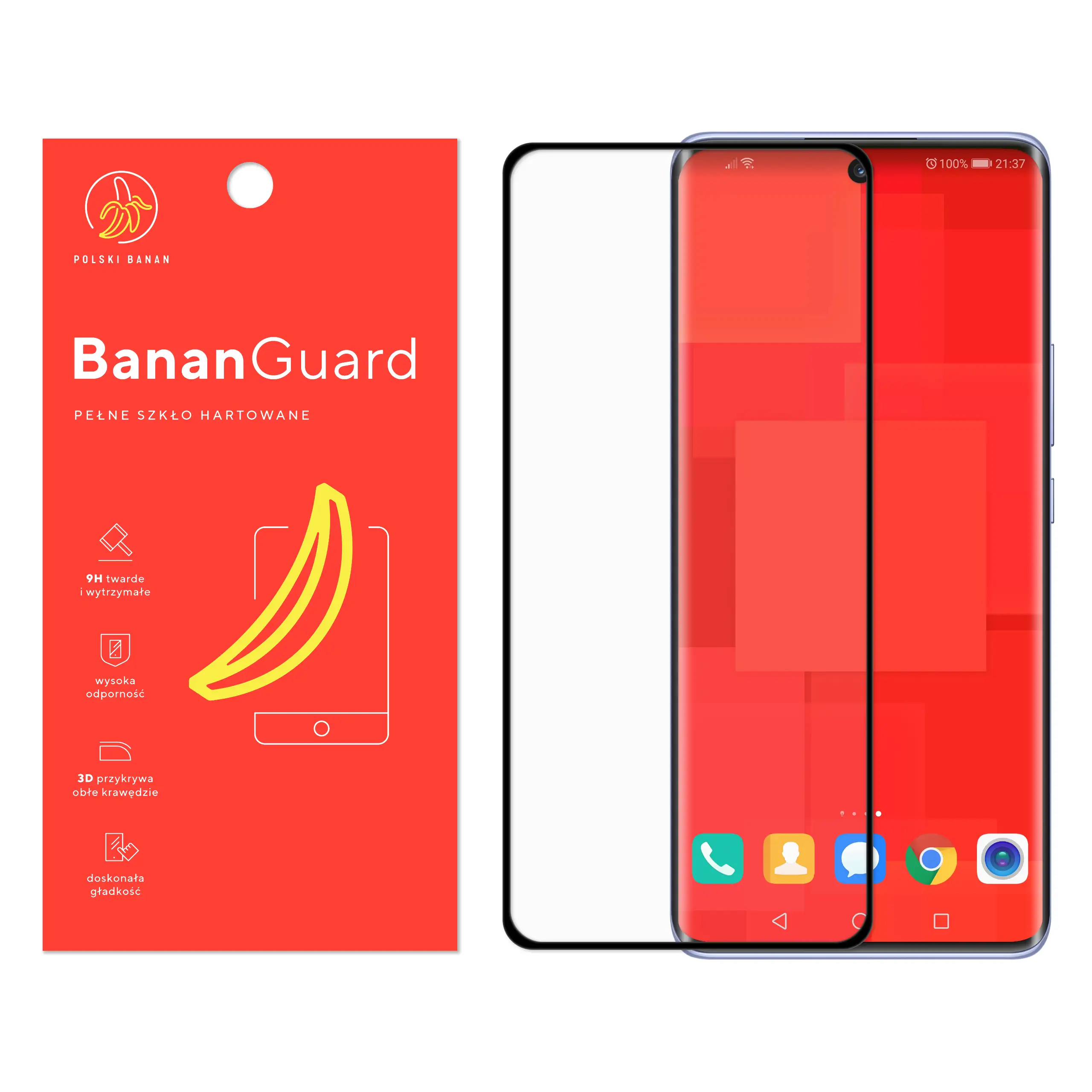 Szkło hartowane 5D Polski Banan BananGuard w kolorze czarnym do Huawei Nova 9