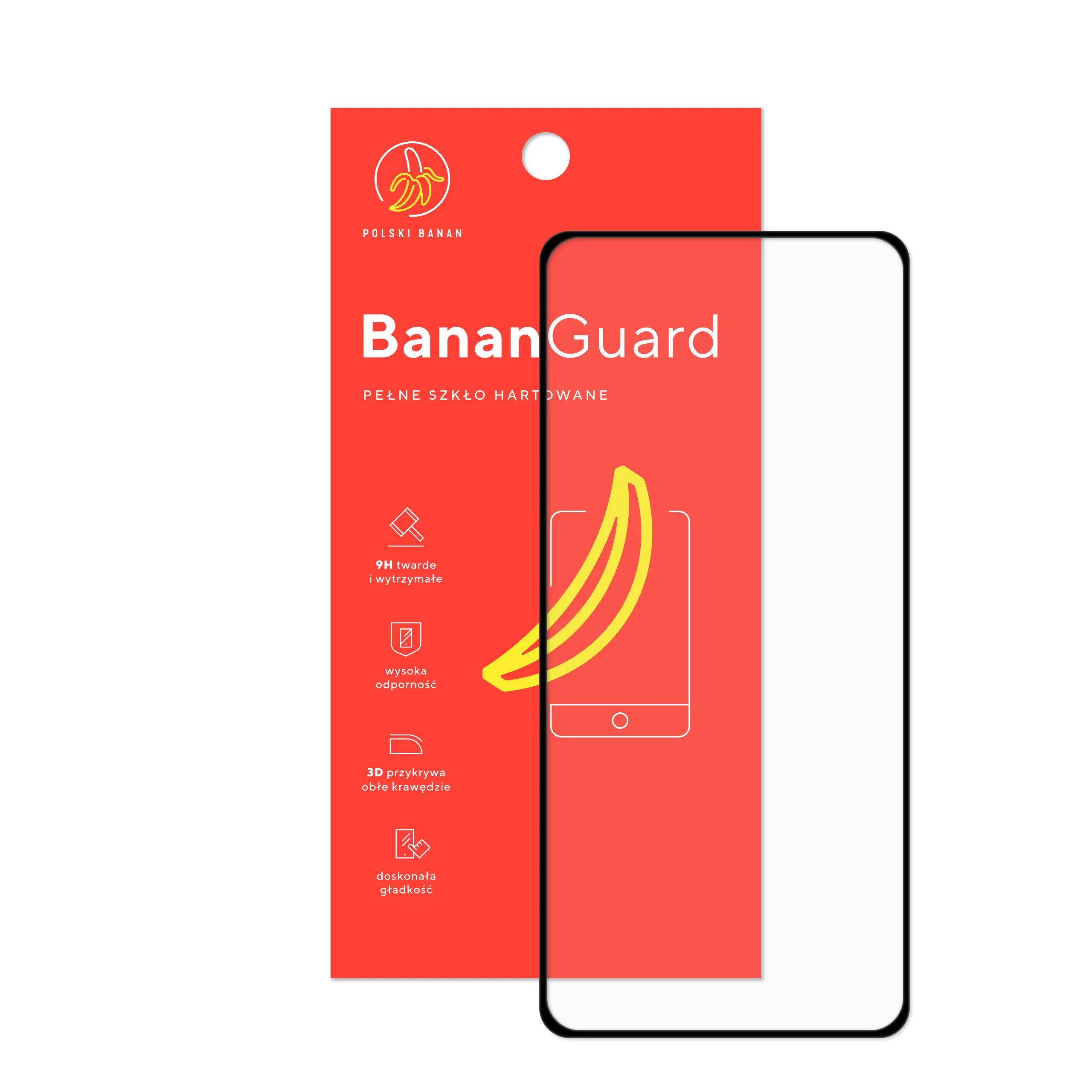 Szkło hartowane 5D Polski Banan BananGuard w kolorze czarnym z opakowaniem do telefonu Huawei Nova 9