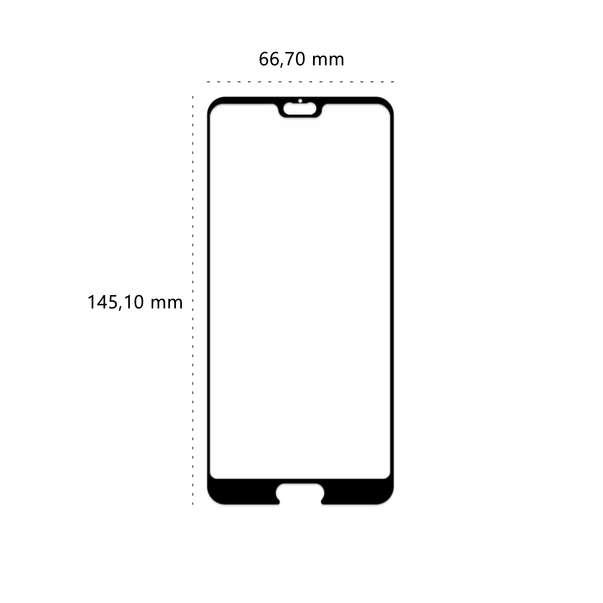 Wymiary szkła hartowanego 3D Polski Banan BananGuard w kolorze czarnym do telefonu Huawei P20