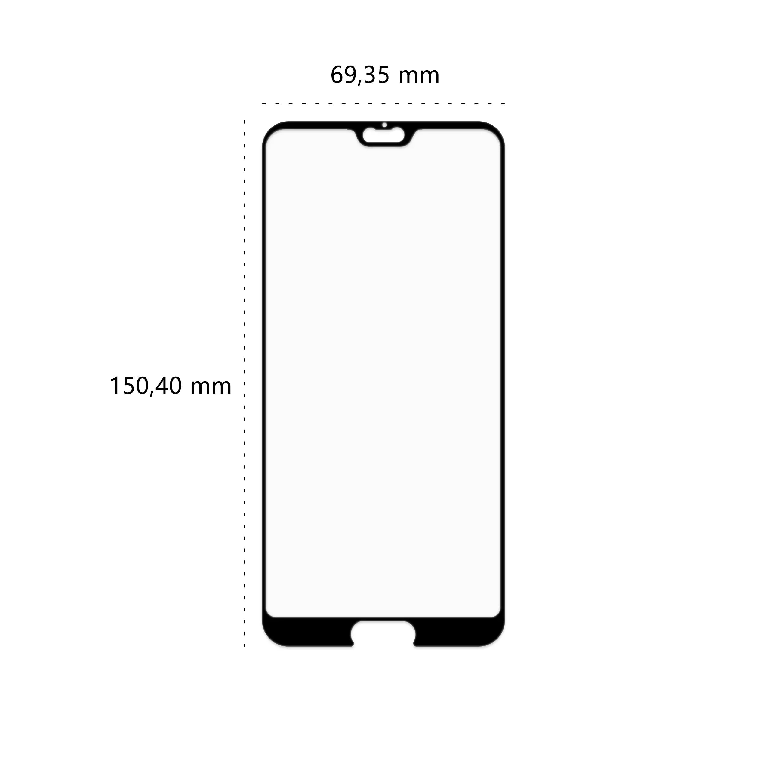 Wymiary szkła hartowanego 3D Polski Banan BananGuard w kolorze czarnym do telefonu Huawei P20 Pro