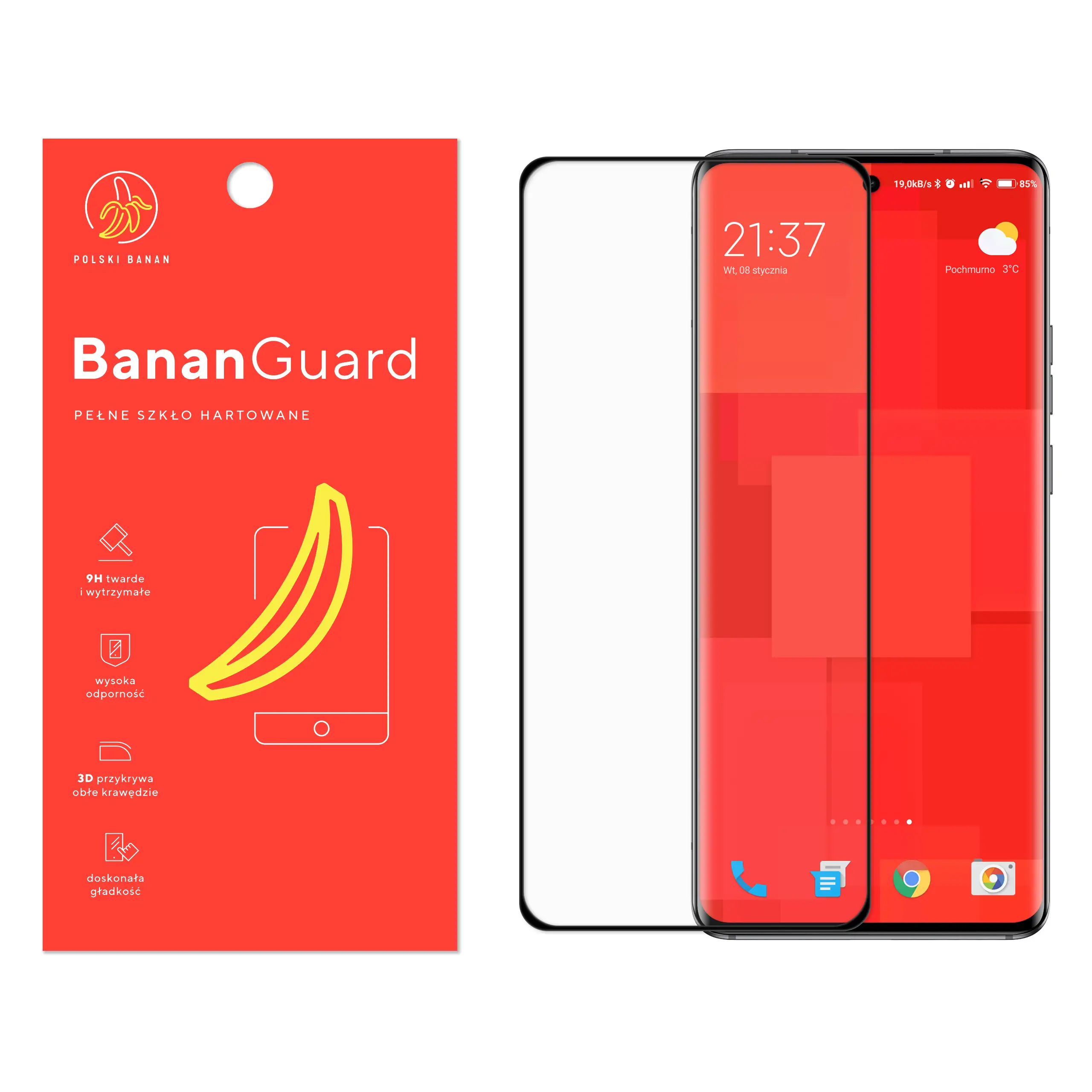 Szkło hartowane 5D Polski Banan BananGuard w kolorze czarnym do Motorola Edge 40