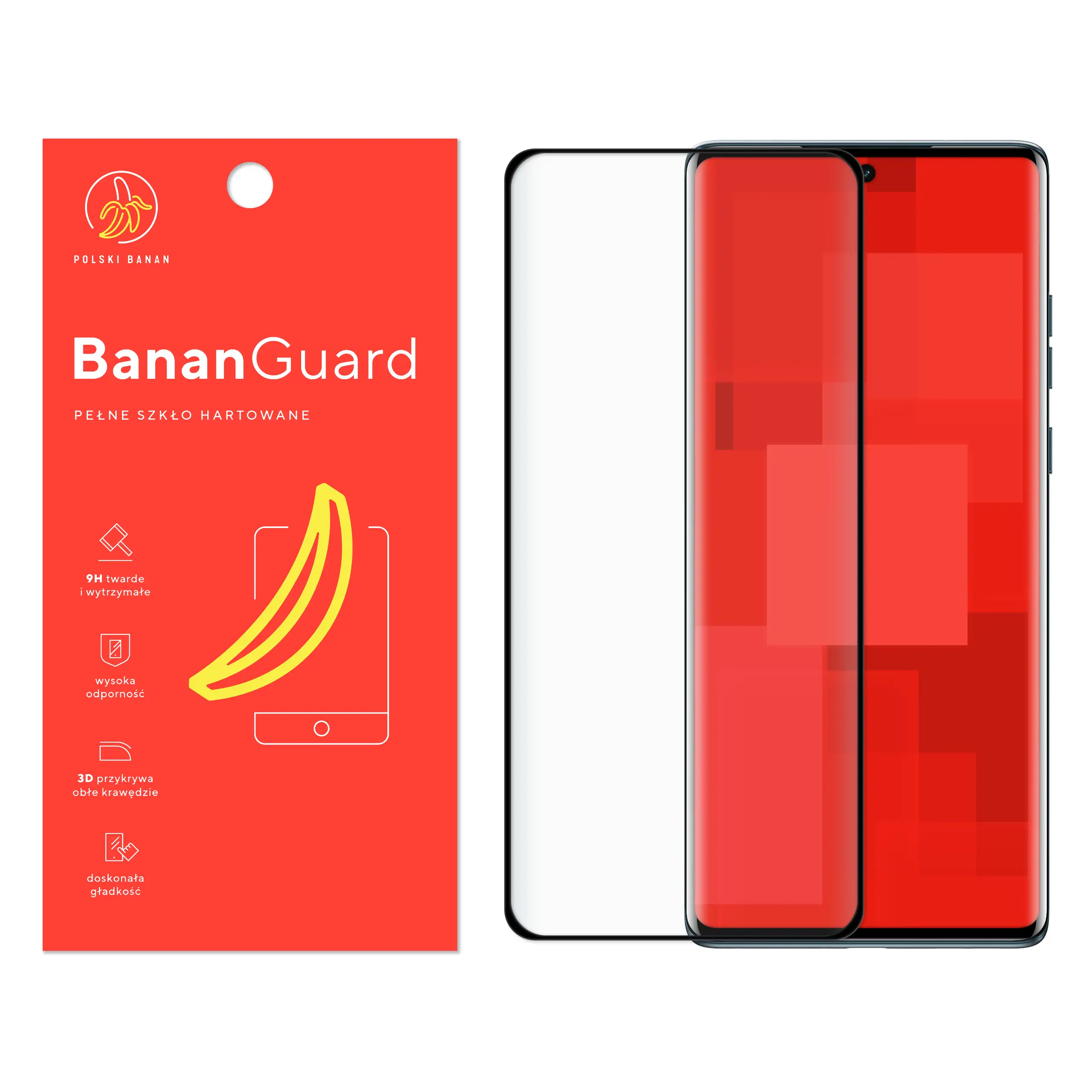 Szkło hartowane 5D Polski Banan BananGuard w kolorze czarnym do Motorola Edge 50 Fusion