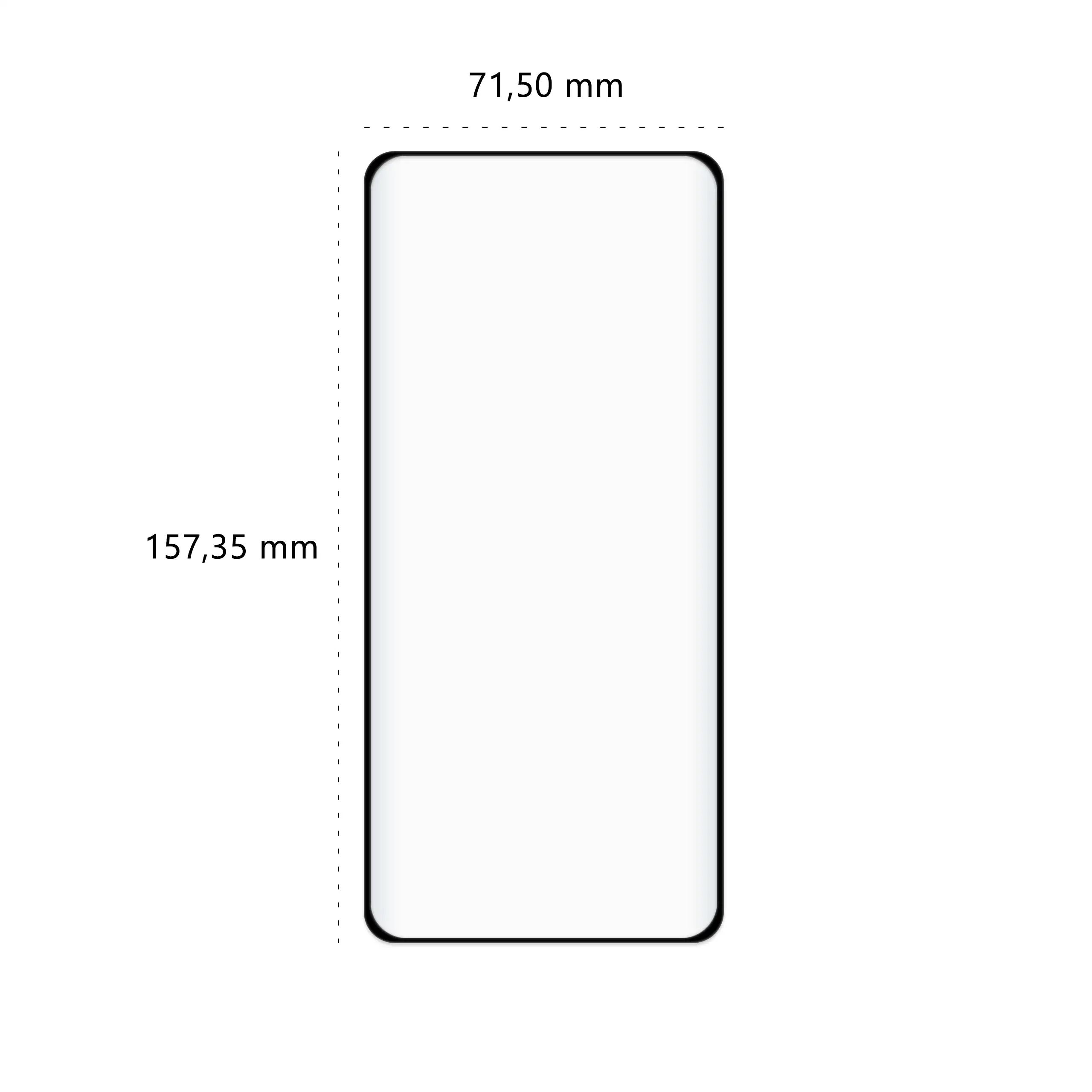 Wymiary szkła hartowanego 5D Polski Banan BananGuard w kolorze czarnym do telefonu Motorola Edge 50 Fusion