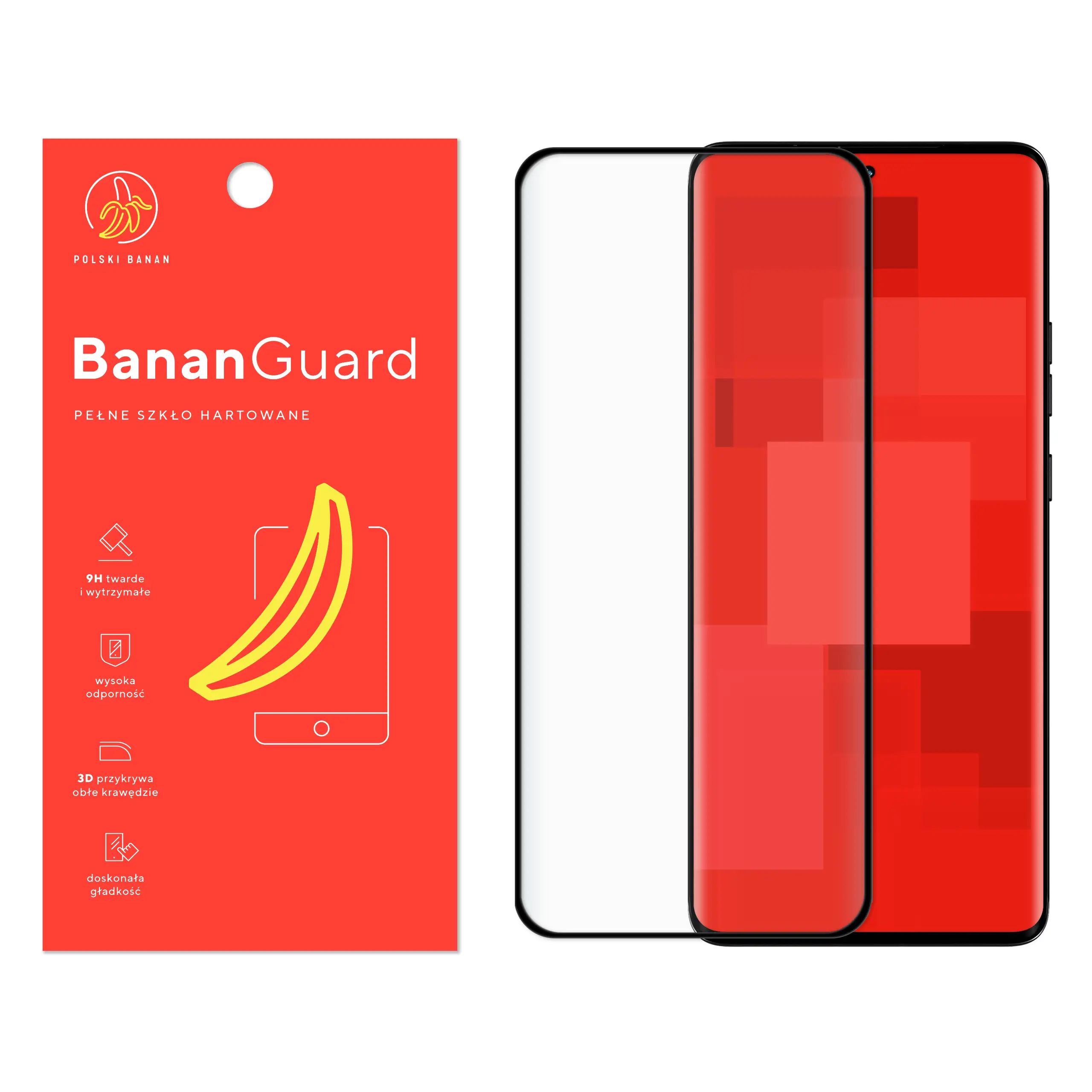 Szkło hartowane 5D Polski Banan BananGuard w kolorze czarnym do Motorola Edge 50 Pro