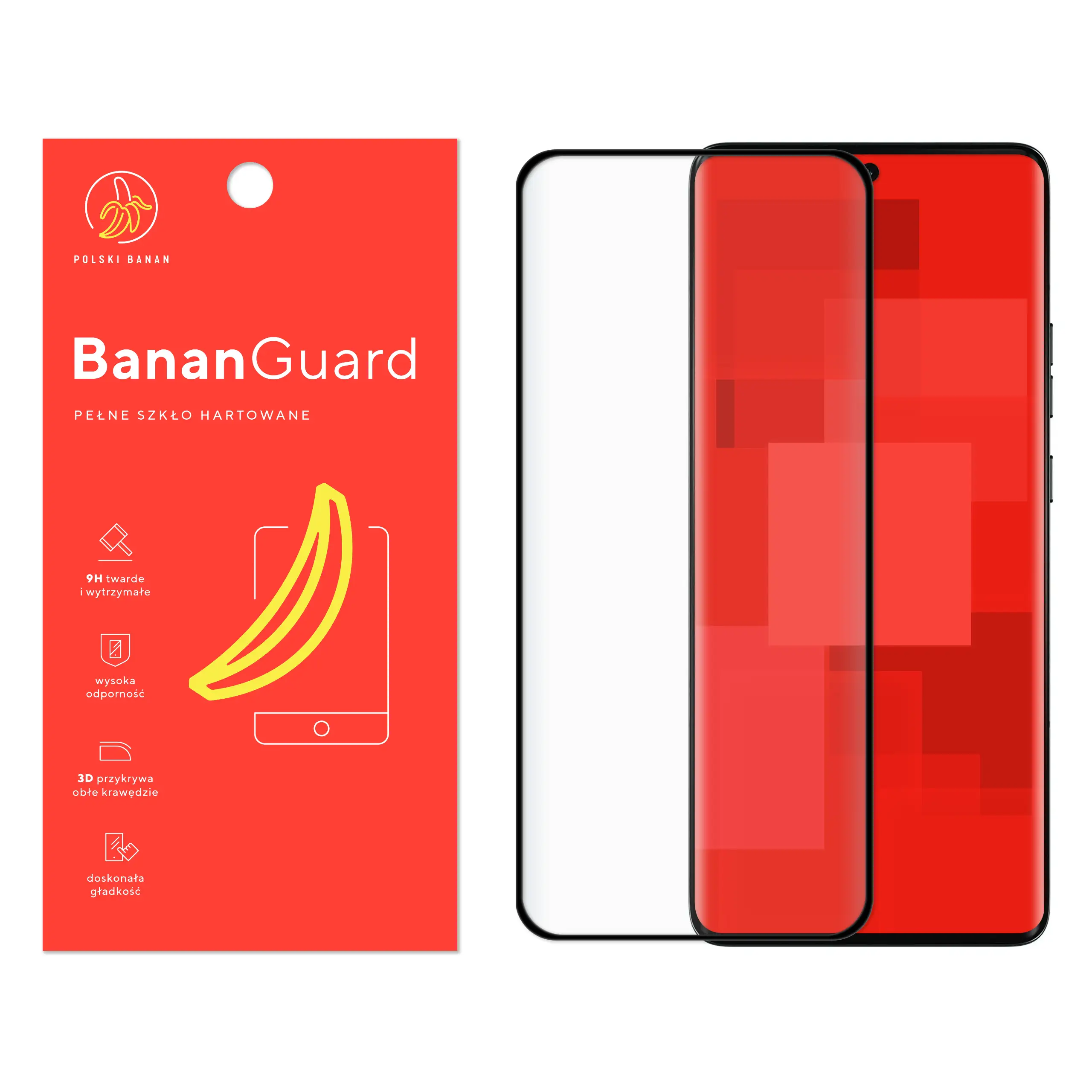 Szkło hartowane 5D Polski Banan BananGuard w kolorze czarnym do Motorola Edge 50 Ultra