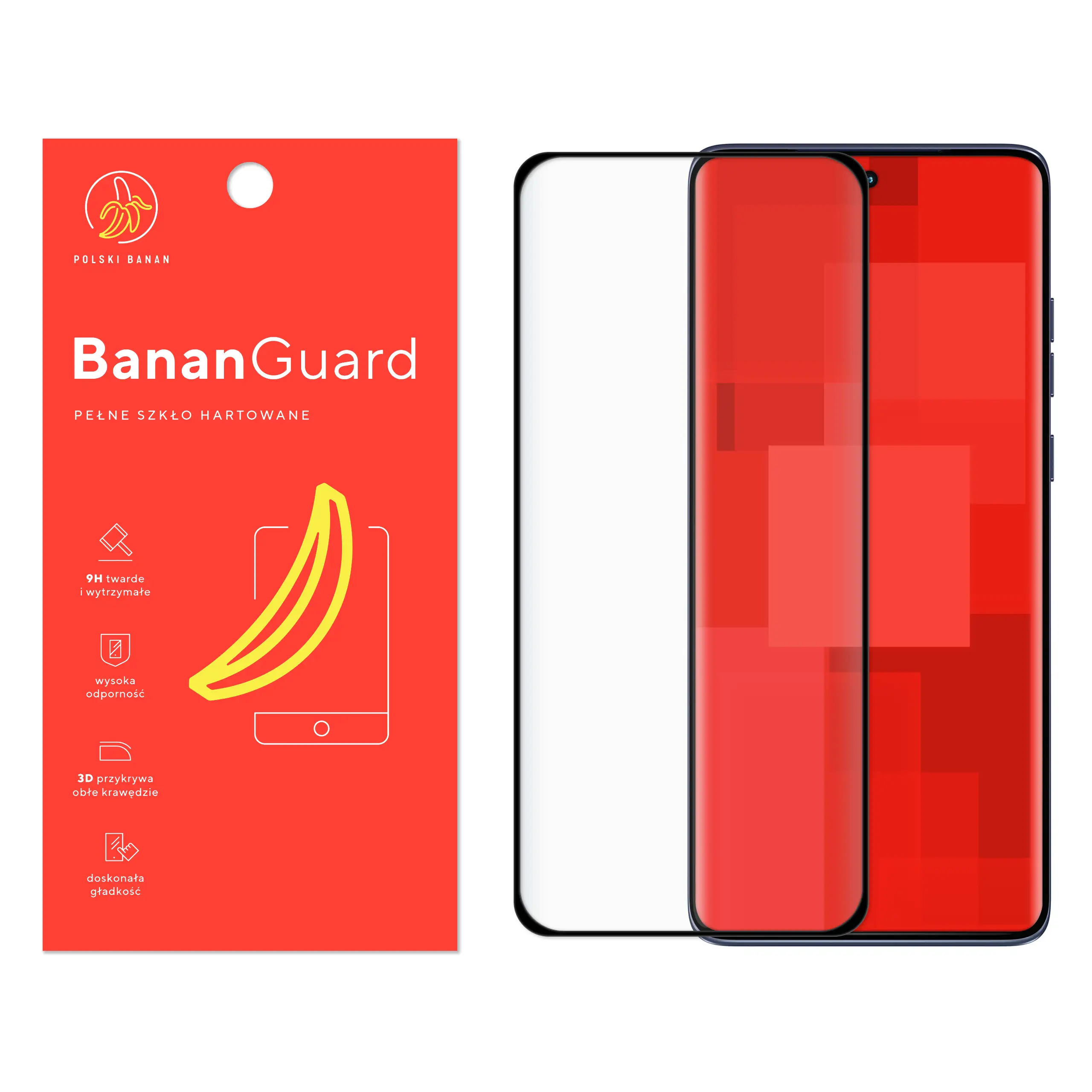 Szkło hartowane 5D Polski Banan BananGuard w kolorze czarnym do Motorola Edge 60 Fusion