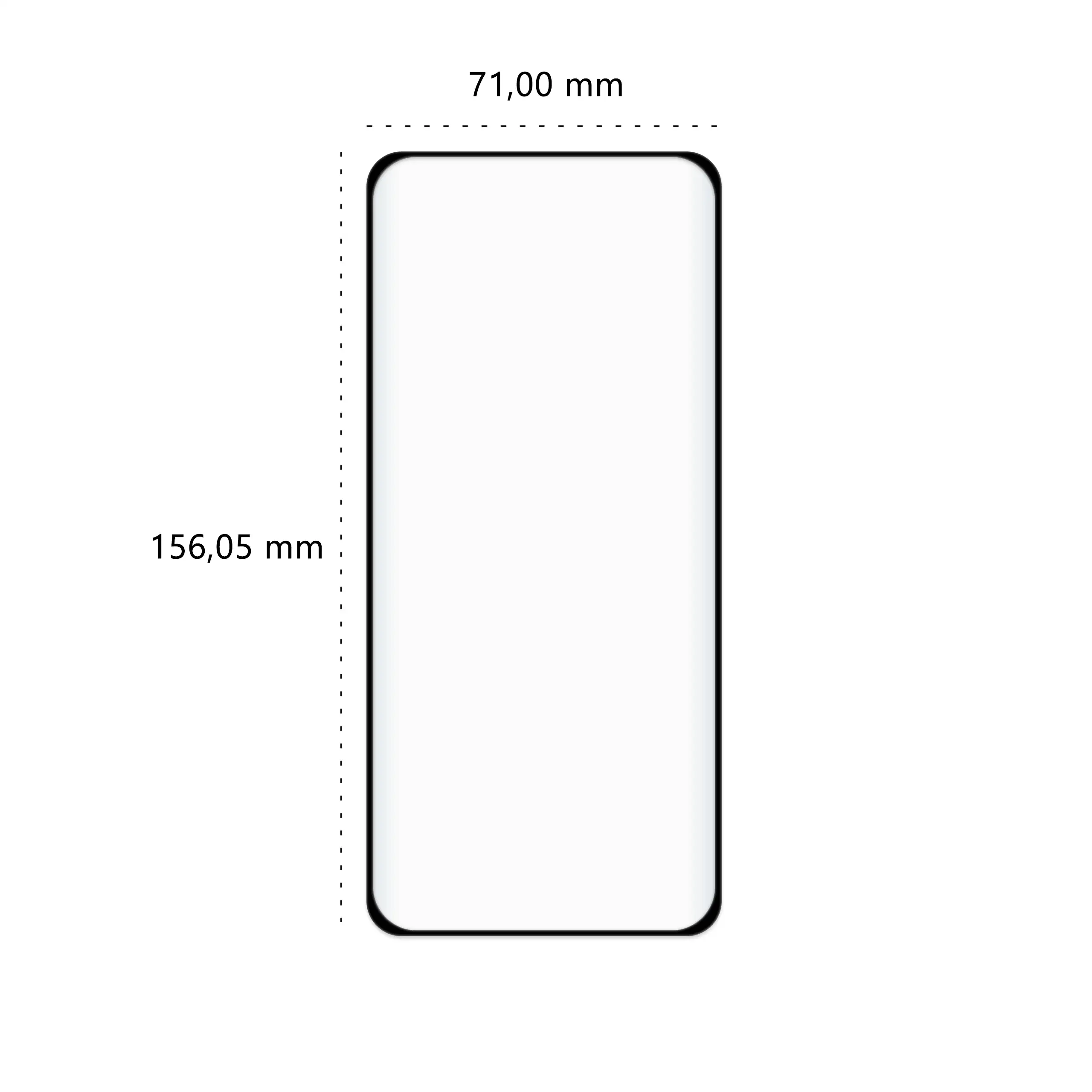 Wymiary szkła hartowanego 5D Polski Banan BananGuard w kolorze czarnym do telefonu Motorola Edge 60 Fusion
