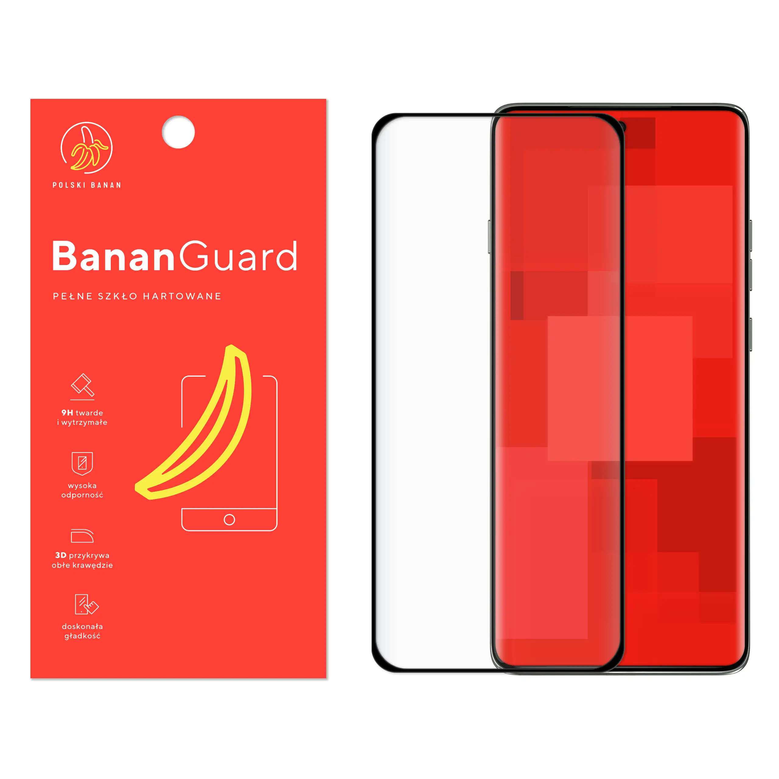 Szkło hartowane 5D Polski Banan BananGuard w kolorze czarnym do Motorola Edge 60 Pro