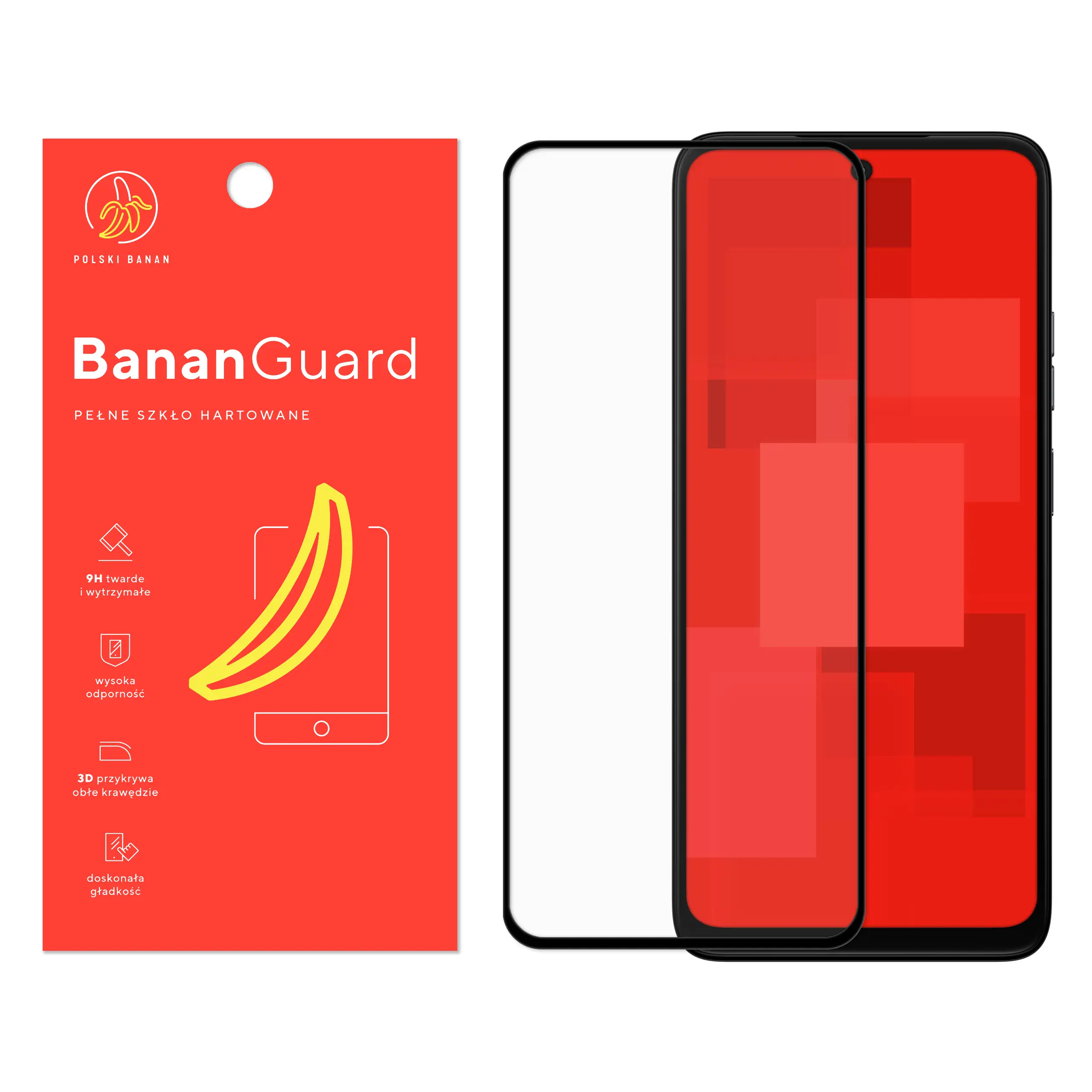 Szkło hartowane 5D Polski Banan BananGuard w kolorze czarnym do Motorola Moto G35 5G