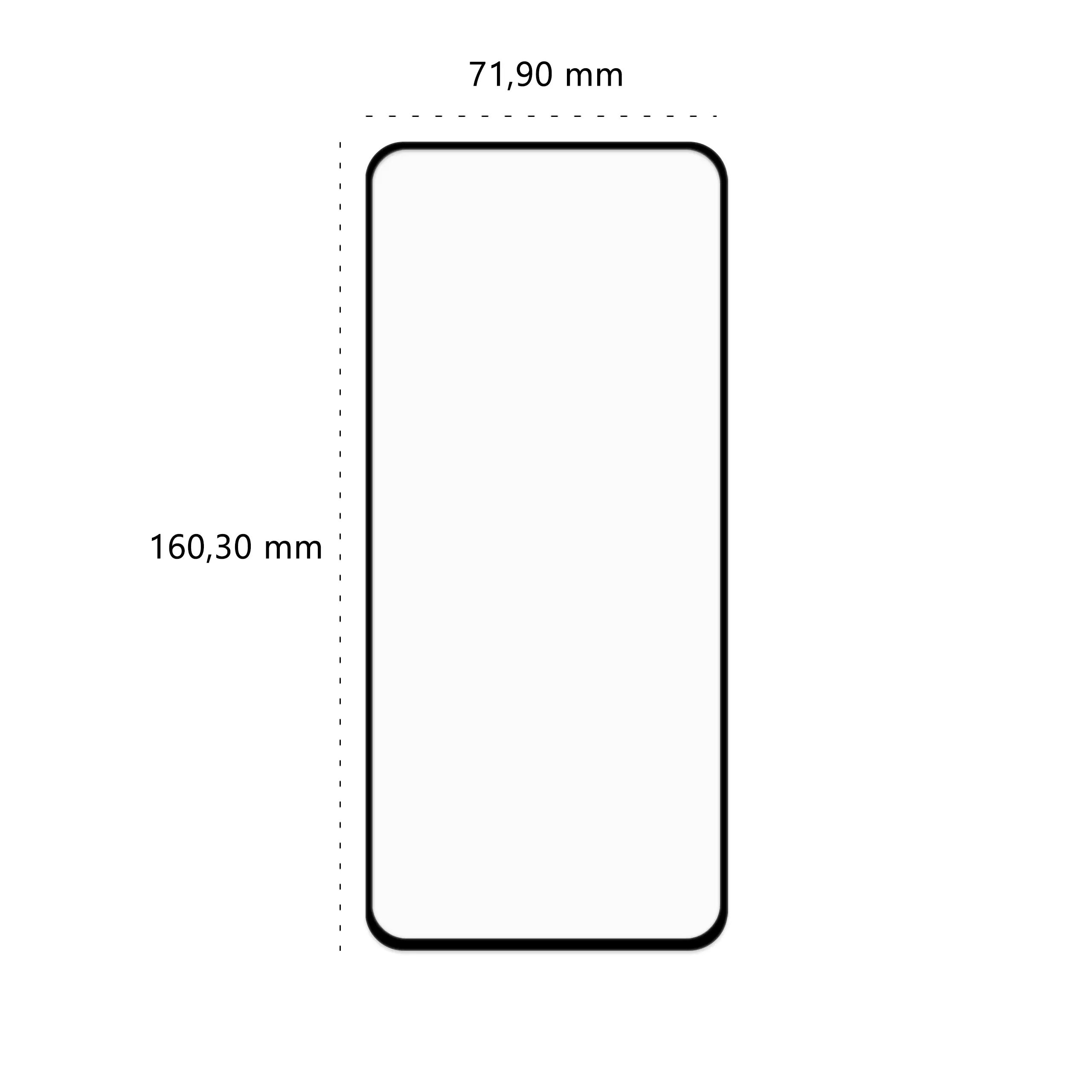 Wymiary szkła hartowanego 5D Polski Banan BananGuard w kolorze czarnym do telefonu Motorola Moto G35 5G