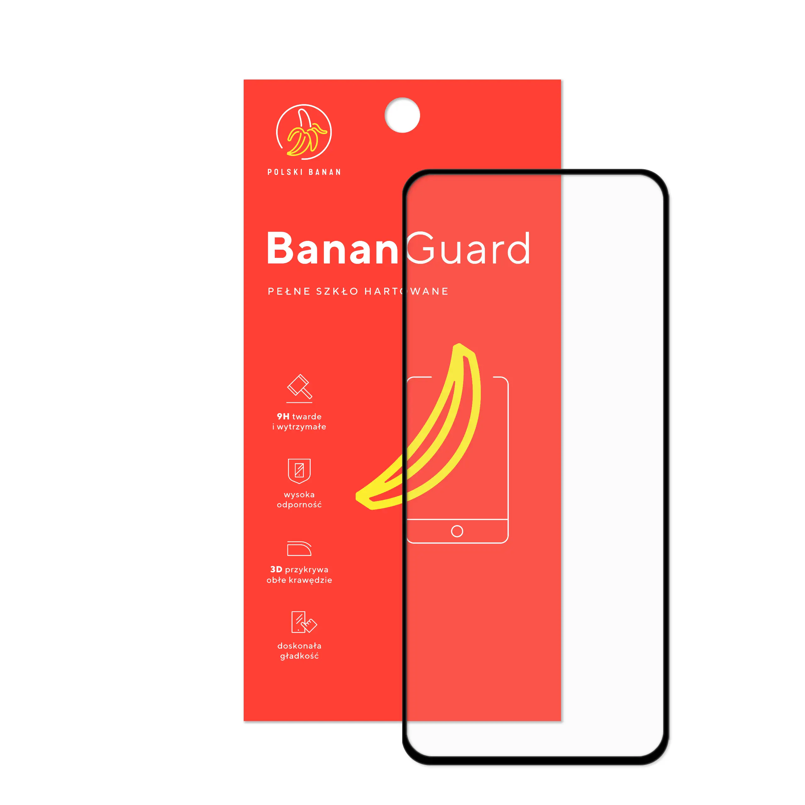 Szkło hartowane 5D Polski Banan BananGuard w kolorze czarnym z opakowaniem do telefonu Motorola Moto G35 5G