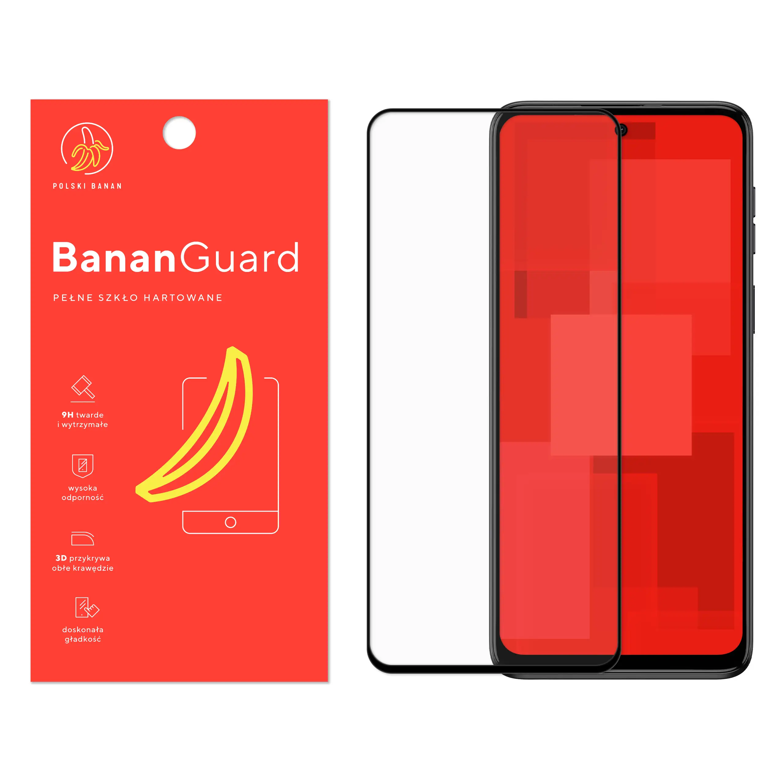 Szkło hartowane 5D Polski Banan BananGuard w kolorze czarnym do Motorola Moto G54 5G / G54 Power Edition