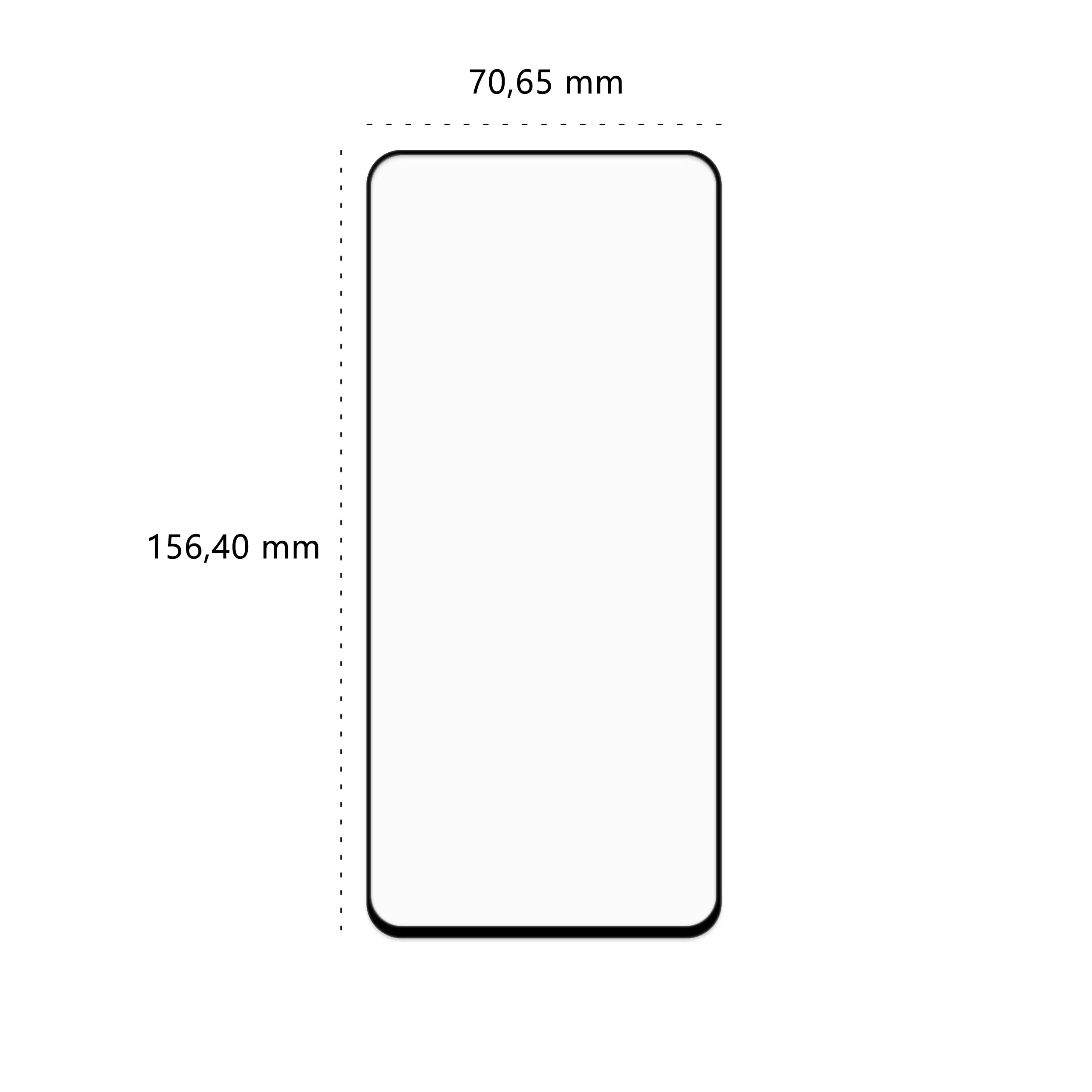 Wymiary szkła hartowanego 5D Polski Banan BananGuard w kolorze czarnym do telefonu Motorola Moto G54 5G / G54 Power Edition