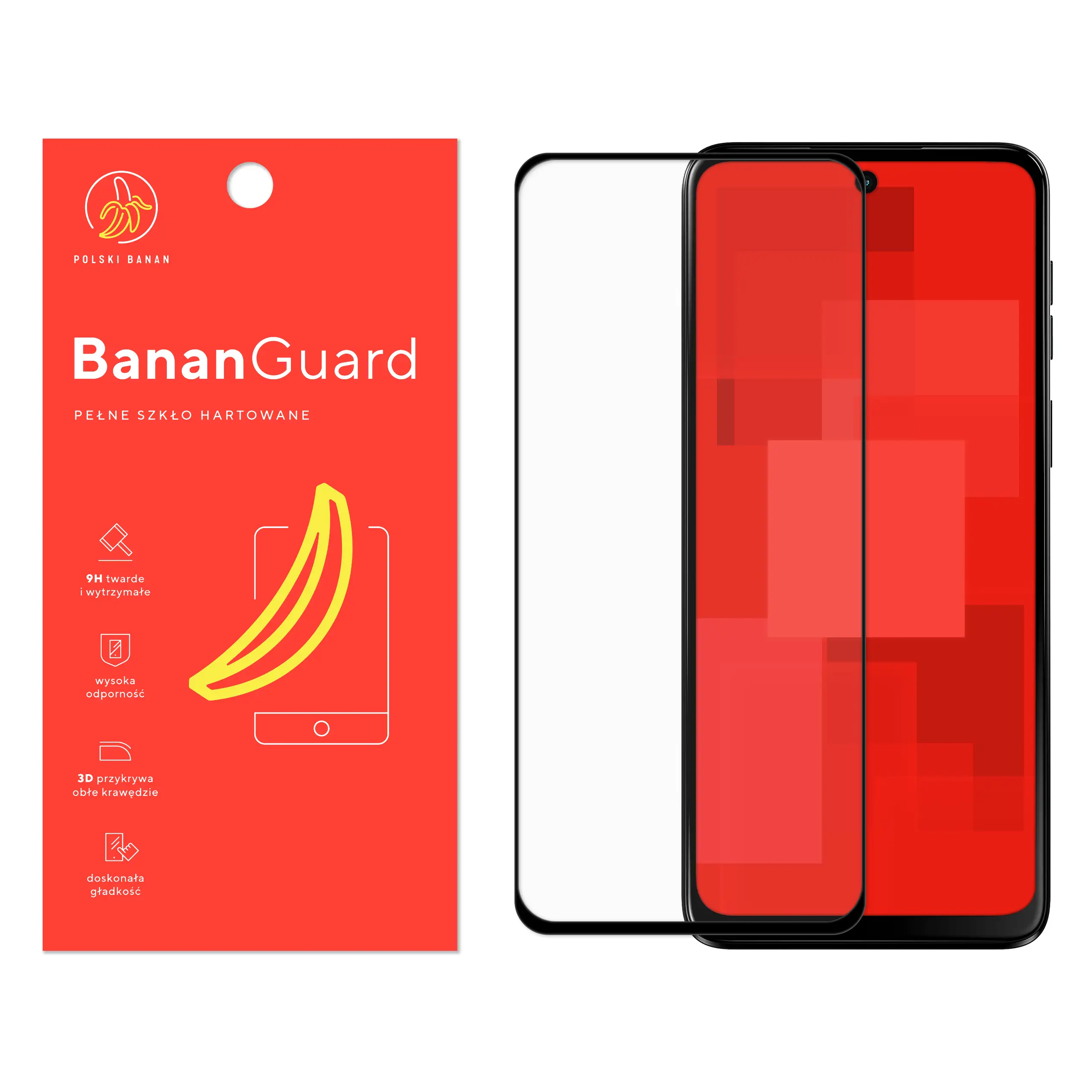Szkło hartowane 5D Polski Banan BananGuard w kolorze czarnym do Motorola Moto G55 5G
