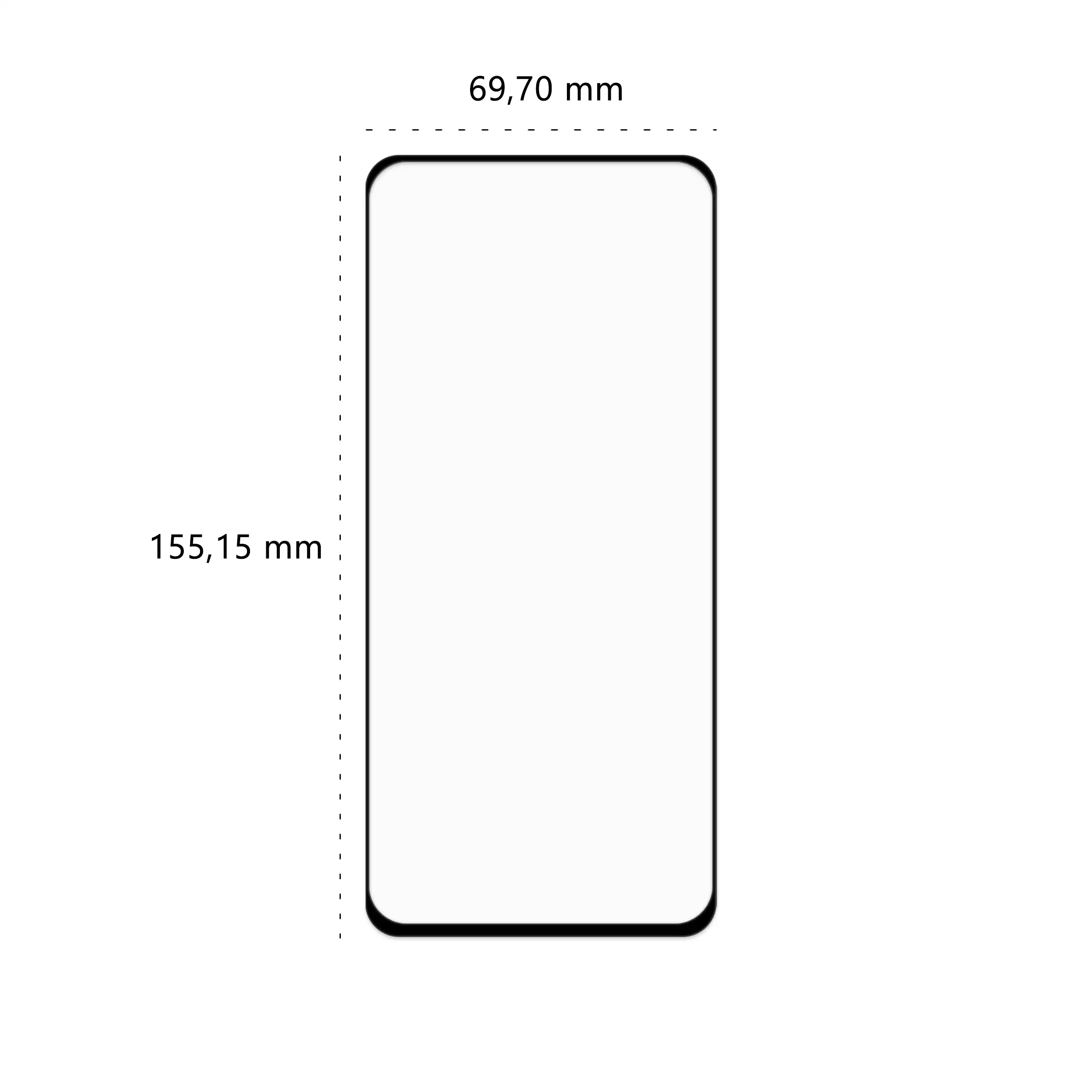 Wymiary szkła hartowanego 5D Polski Banan BananGuard w kolorze czarnym do telefonu Motorola Moto G55 5G