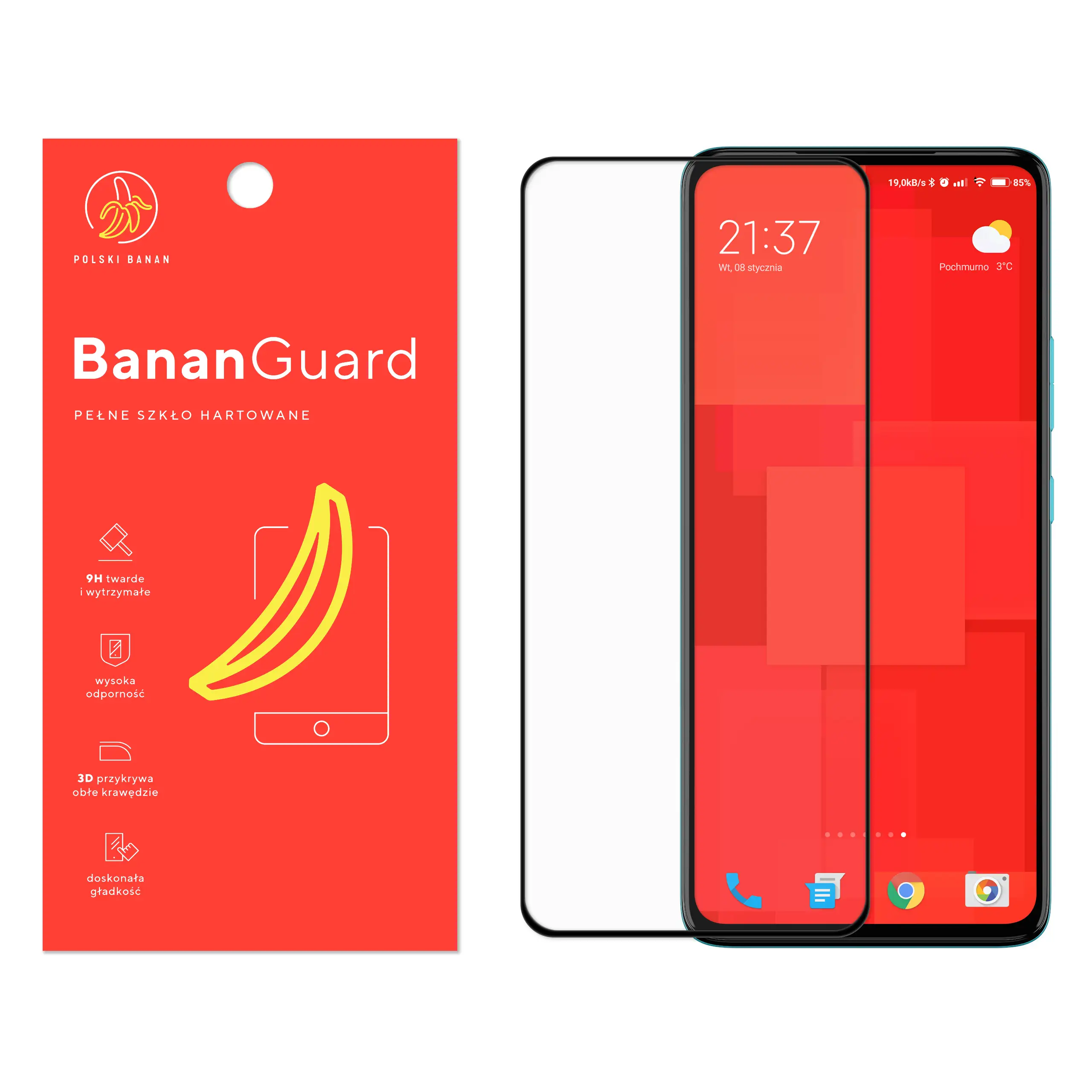 Szkło hartowane 5D Polski Banan BananGuard w kolorze czarnym do Motorola Moto G72