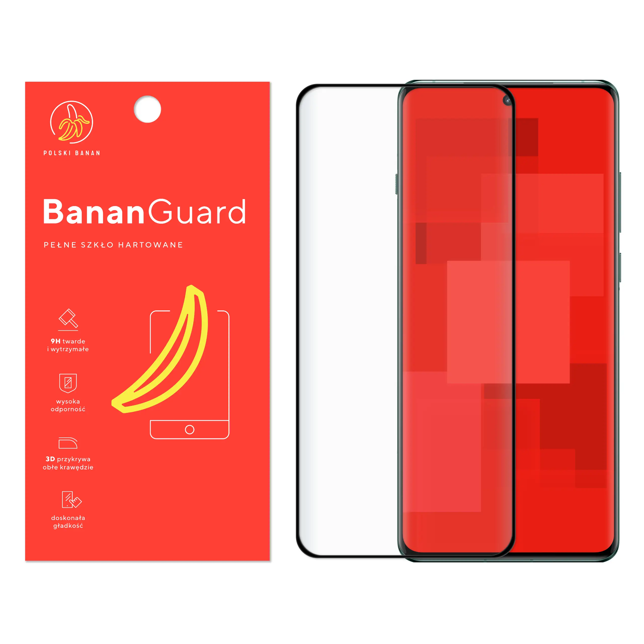 Szkło hartowane 5D Polski Banan BananGuard w kolorze czarnym do OnePlus 12
