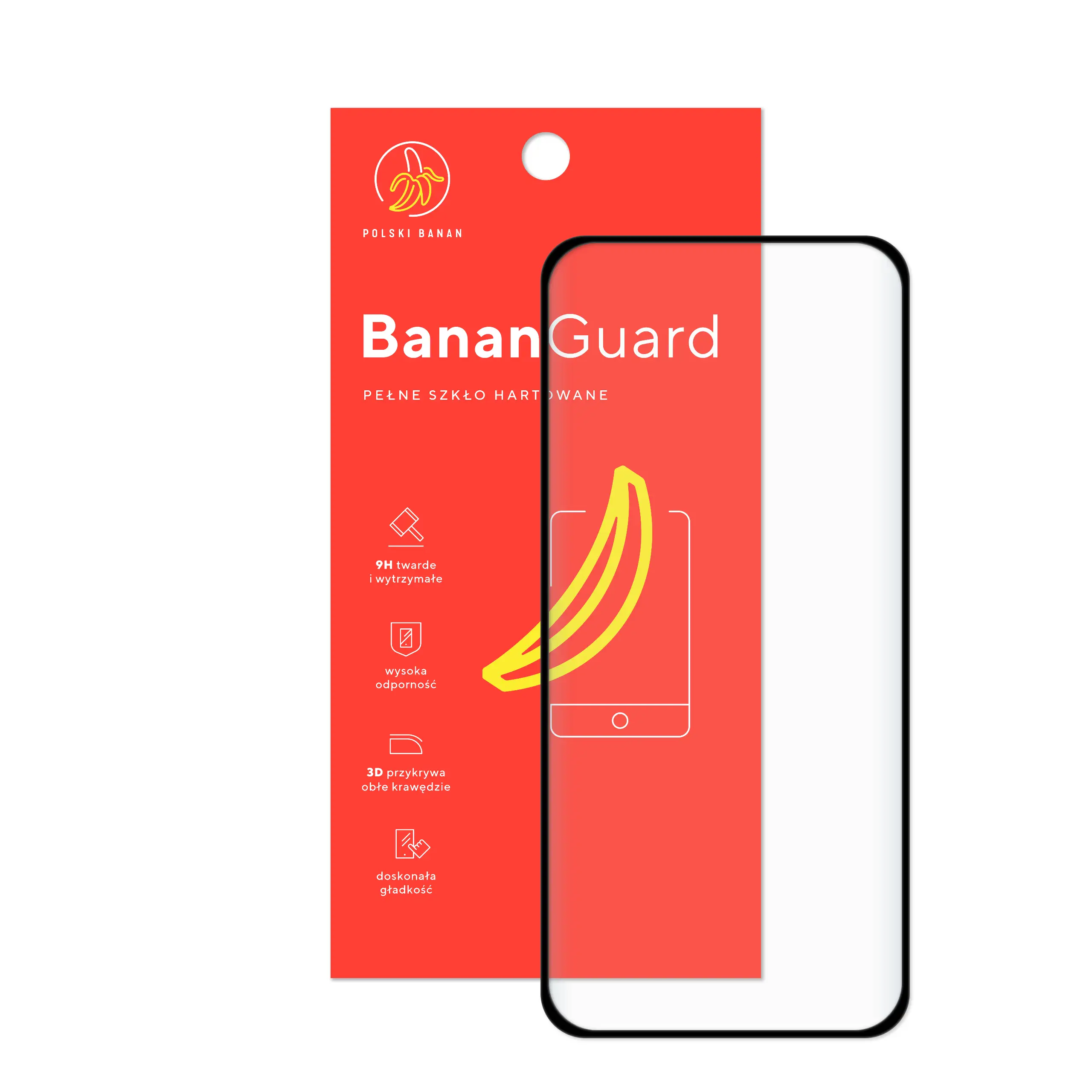 Szkło hartowane 5D Polski Banan BananGuard w kolorze czarnym z opakowaniem do telefonu OnePlus 13