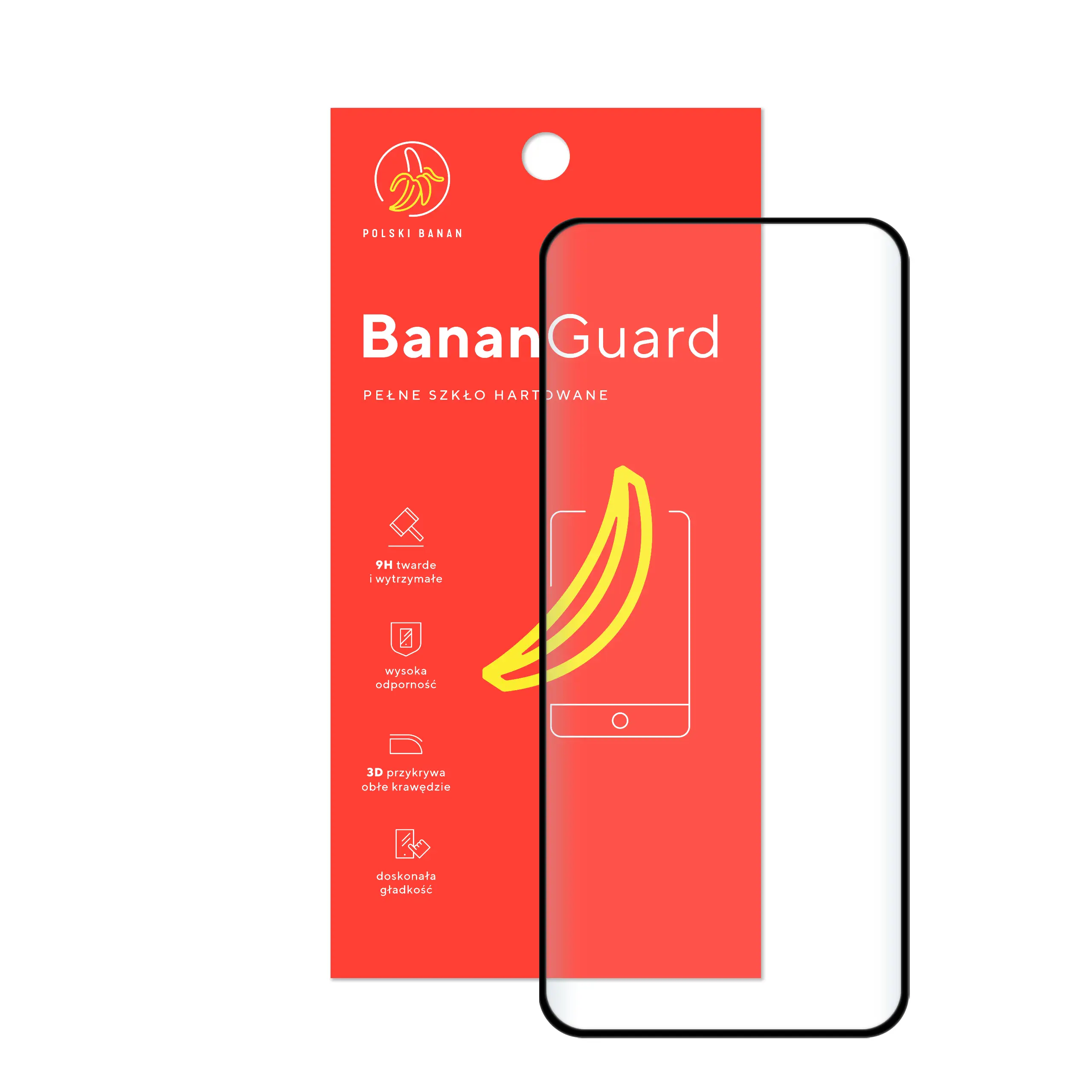 Szkło hartowane 5D Polski Banan BananGuard w kolorze czarnym z opakowaniem do telefonu Oppo Find X5 Pro