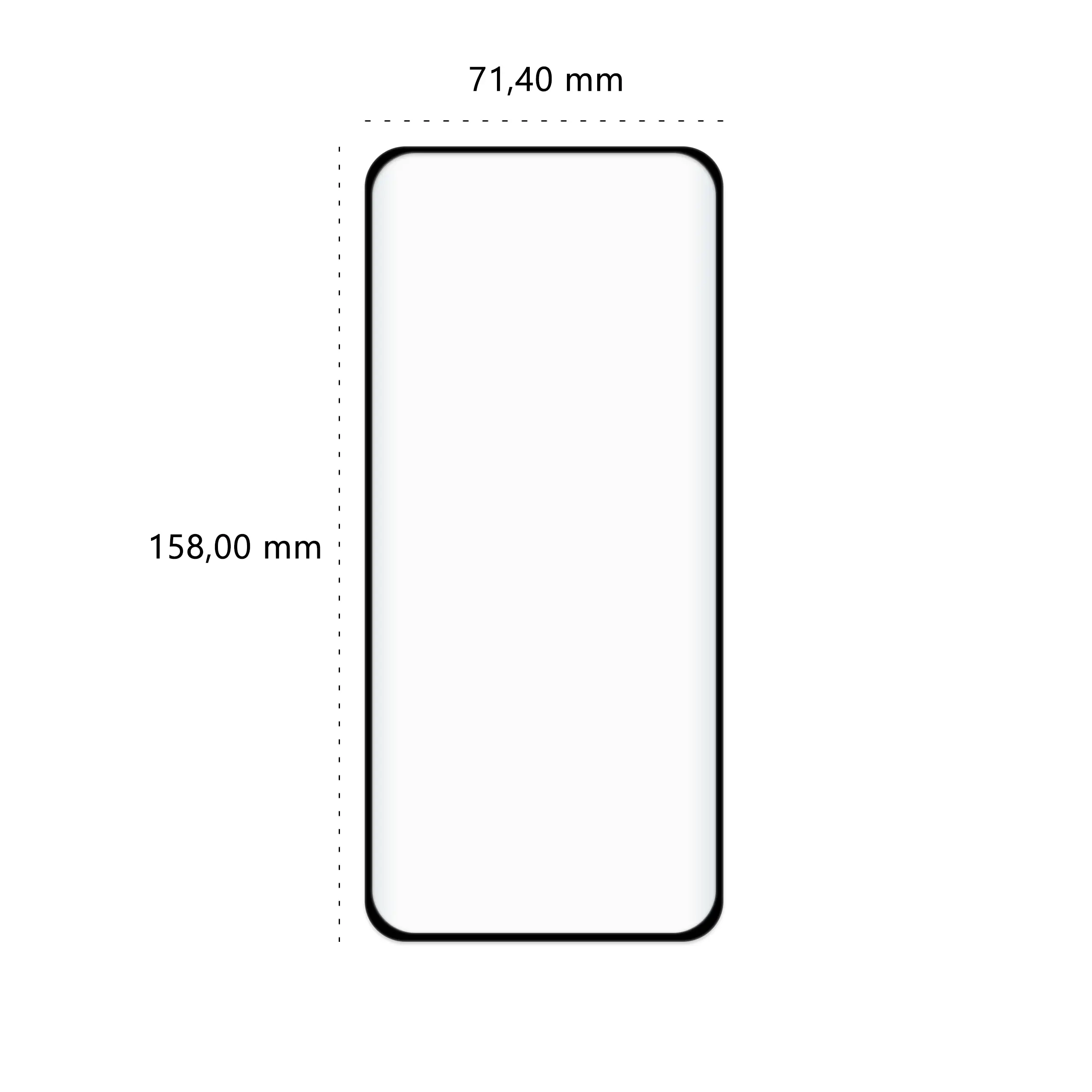 Wymiary szkła hartowanego 5D Polski Banan BananGuard w kolorze czarnym do telefonu Oppo Reno10