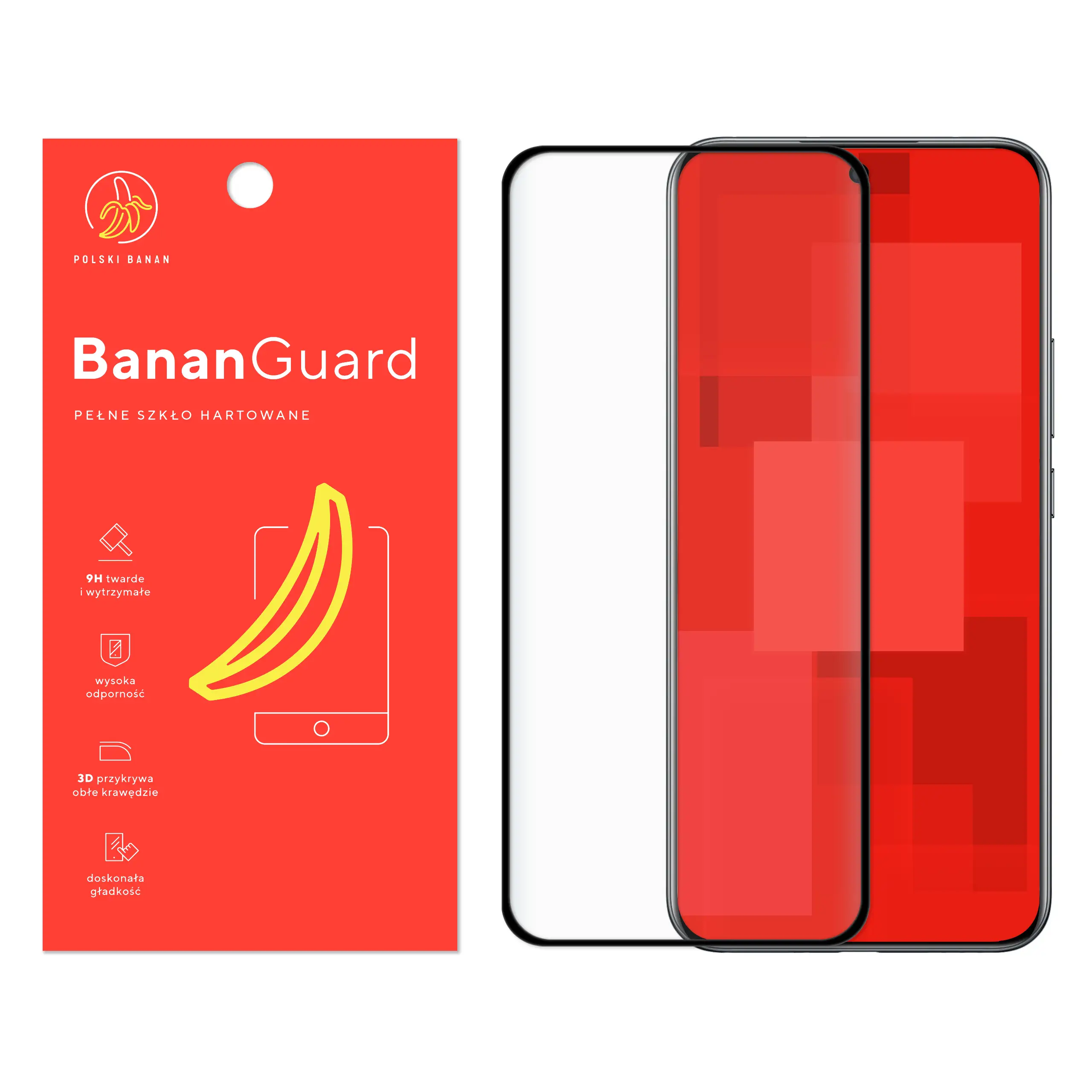 Szkło hartowane 5D Polski Banan BananGuard w kolorze czarnym do Realme 14 Pro Plus