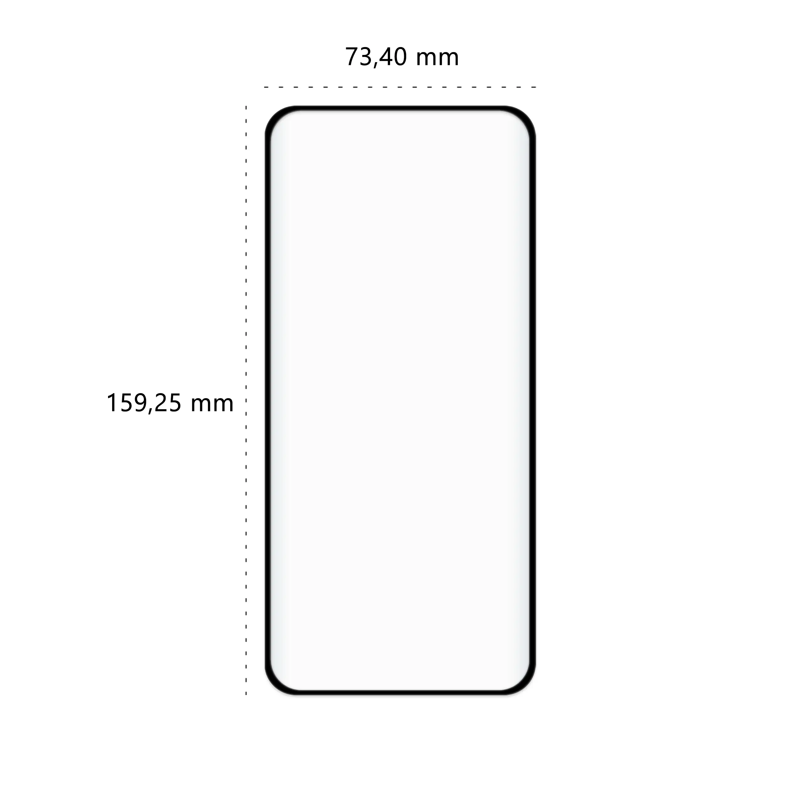 Wymiary szkła hartowanego 5D Polski Banan BananGuard w kolorze czarnym do telefonu Realme 14 Pro Plus