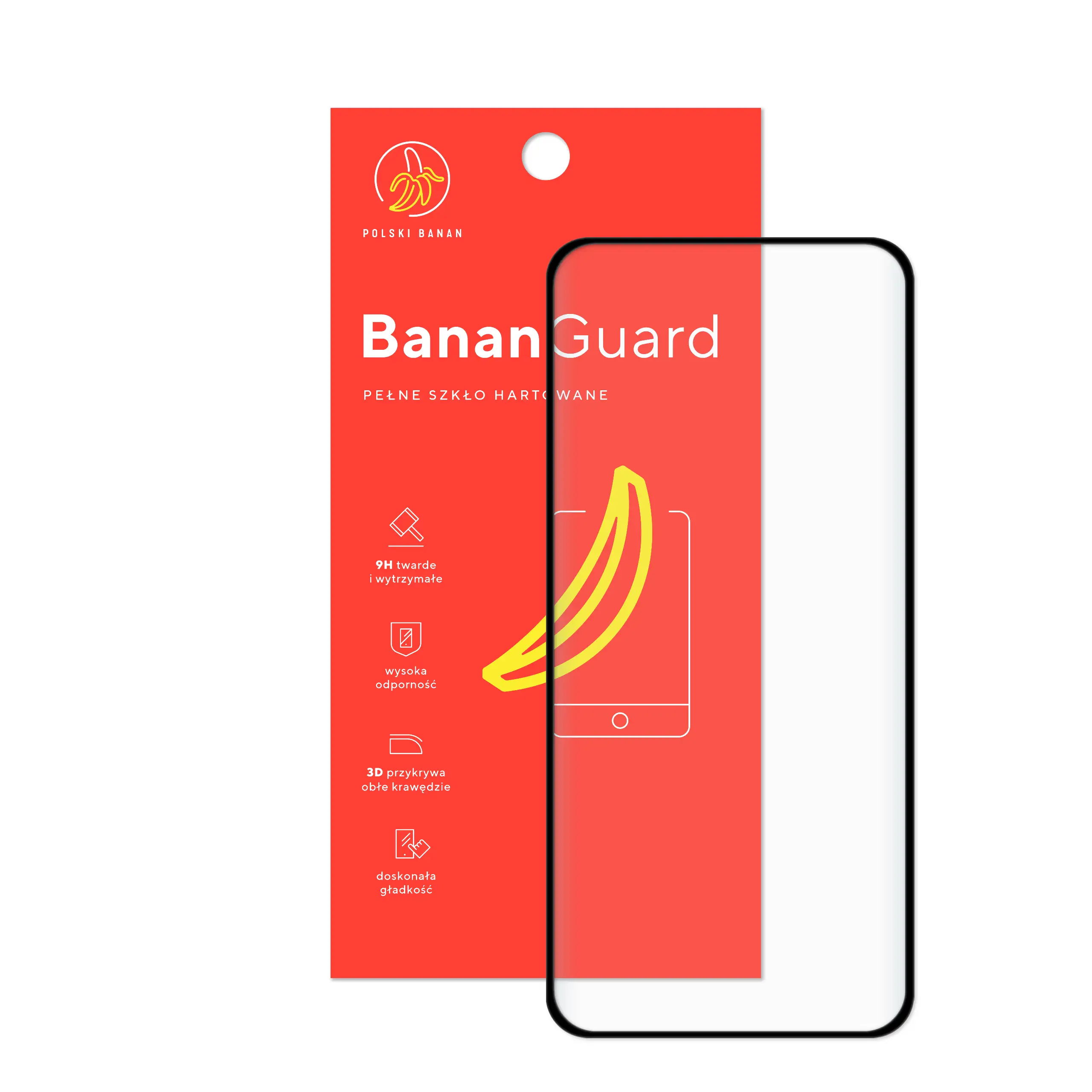 Szkło hartowane 5D Polski Banan BananGuard w kolorze czarnym z opakowaniem do telefonu Realme 14 Pro Plus