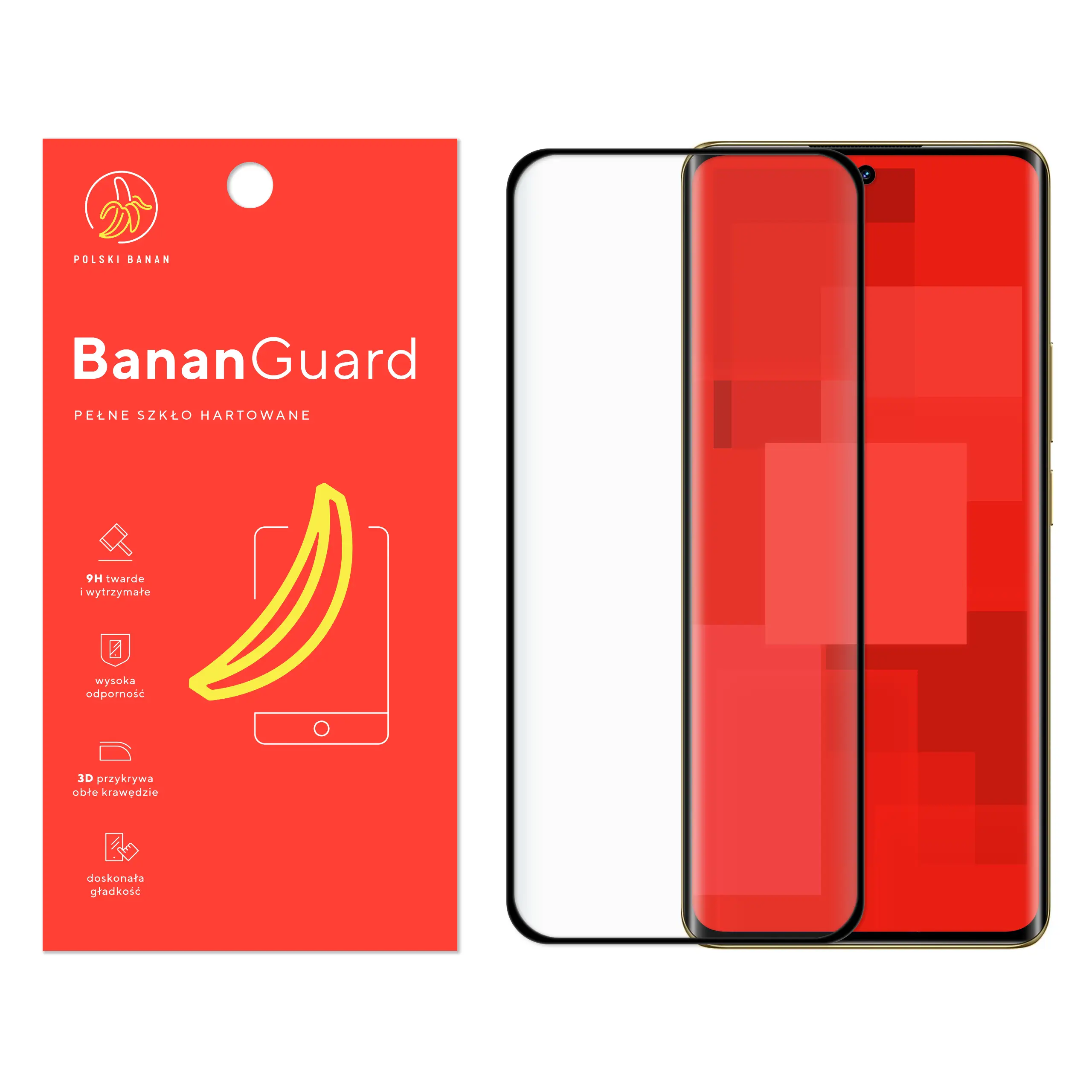 Szkło hartowane 5D Polski Banan BananGuard w kolorze czarnym do Realme 12 Pro / 12 Pro Plus