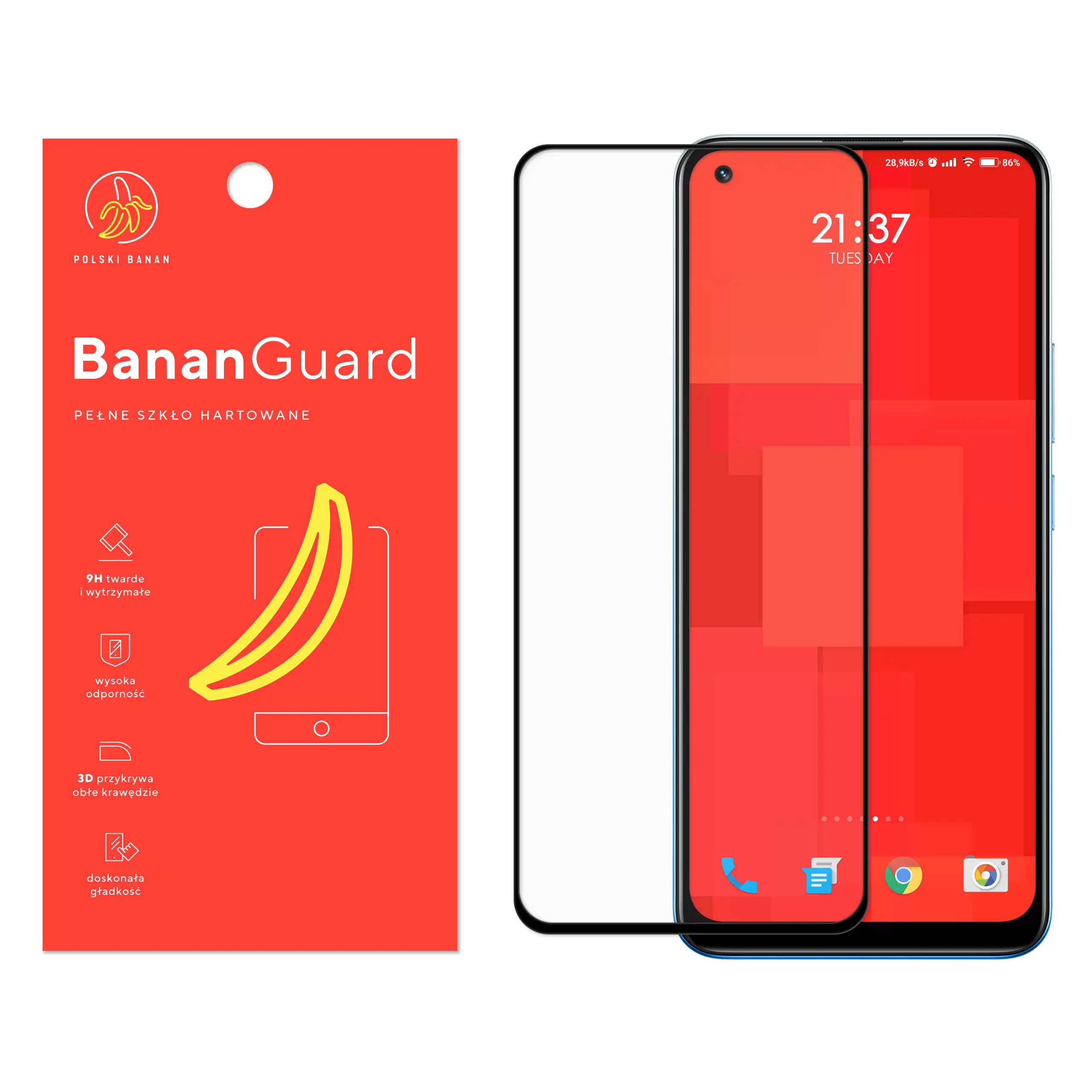 Szkło hartowane 5D Polski Banan BananGuard w kolorze czarnym do Realme 8 / 8 Pro
