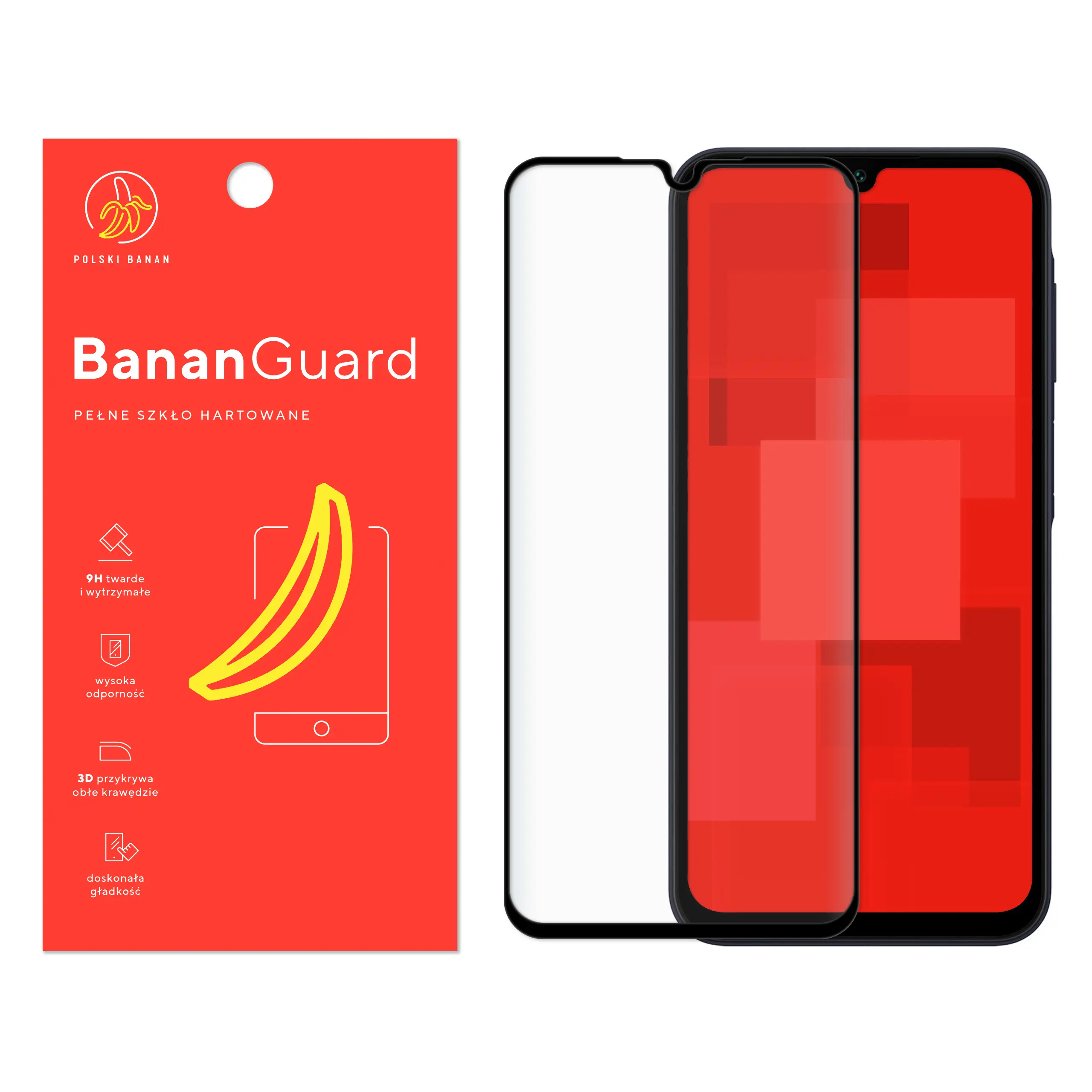 Szkło hartowane 5D Polski Banan BananGuard w kolorze czarnym do Samsung Galaxy A15 / A15 5G