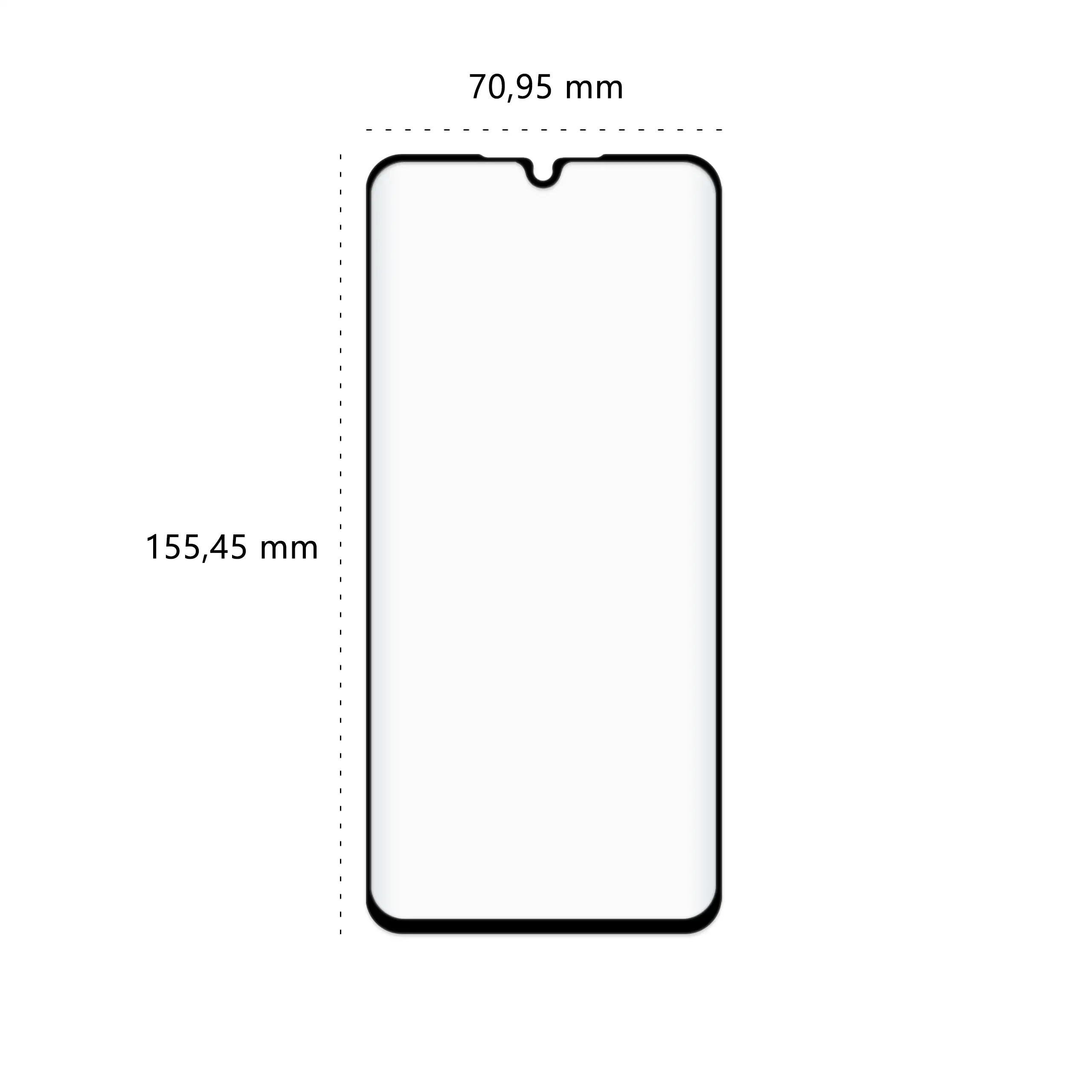 Wymiary szkła hartowanego 5D Polski Banan BananGuard w kolorze czarnym do telefonu Samsung Galaxy A25 5G