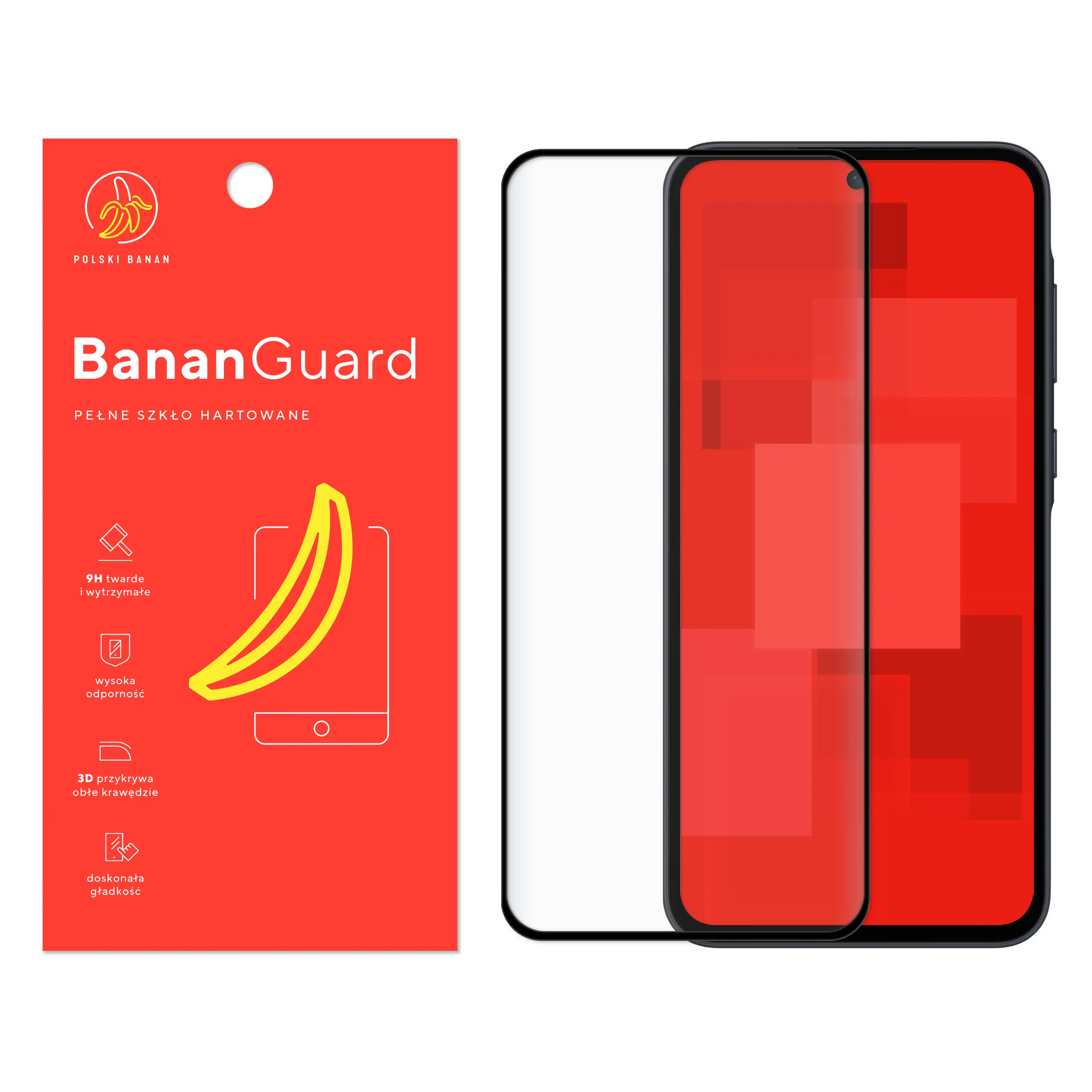 Szkło hartowane 5D Polski Banan BananGuard w kolorze czarnym do Samsung Galaxy A35 5G