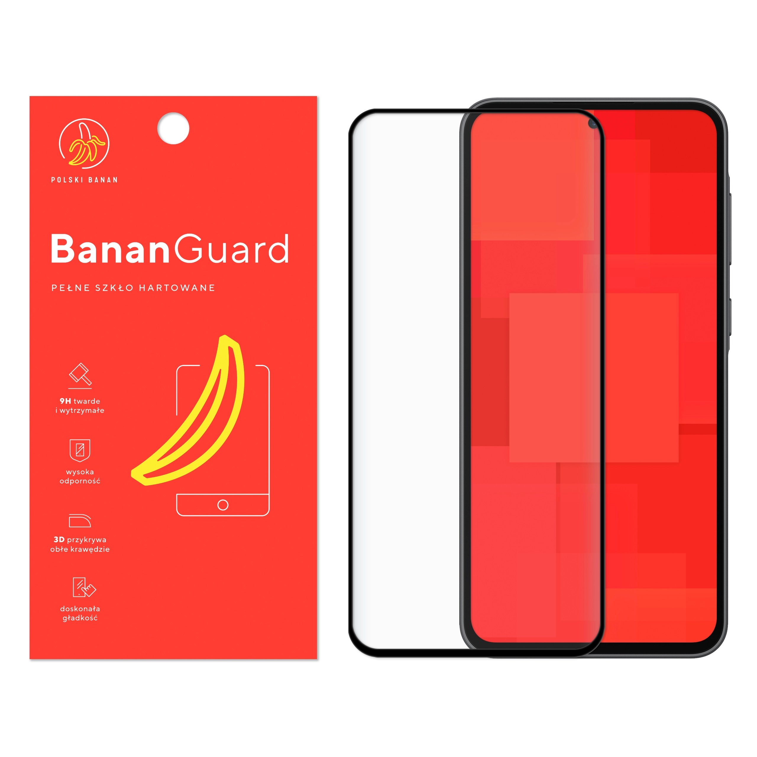 Szkło hartowane 5D Polski Banan BananGuard w kolorze czarnym do Samsung Galaxy A36 5G