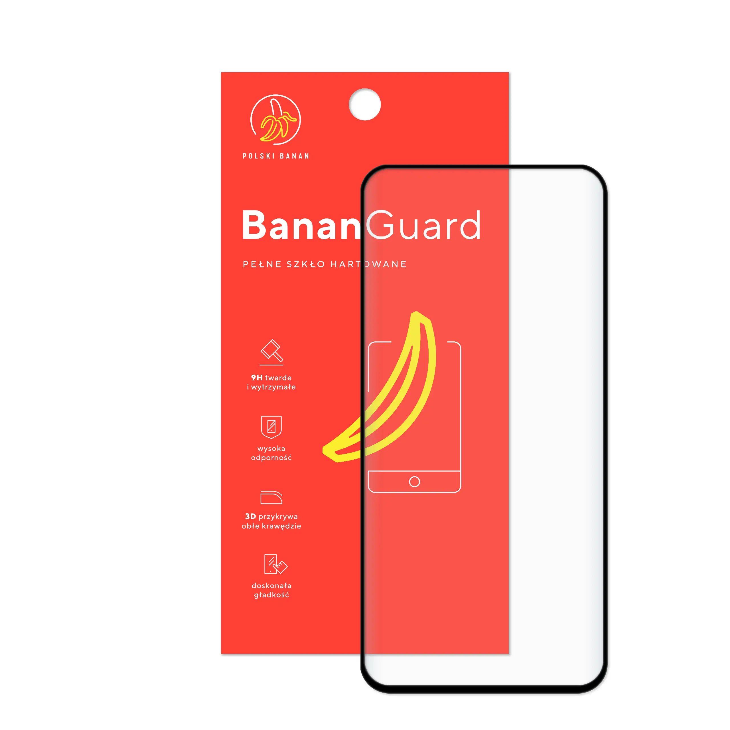 Szkło hartowane 5D Polski Banan BananGuard w kolorze czarnym z opakowaniem do telefonu Samsung Galaxy A36 5G