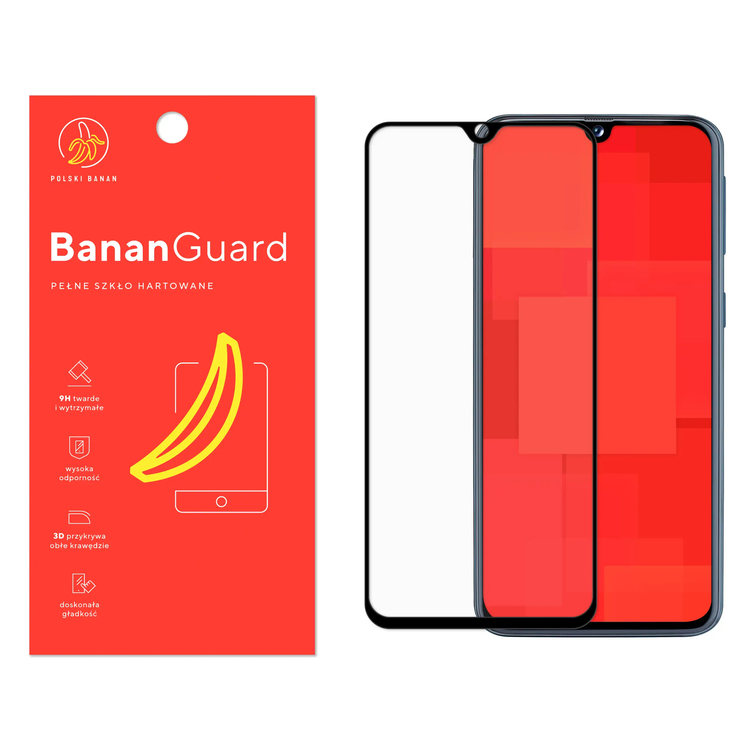 Szkło hartowane 5D Polski Banan BananGuard w kolorze czarnym do Samsung Galaxy A40