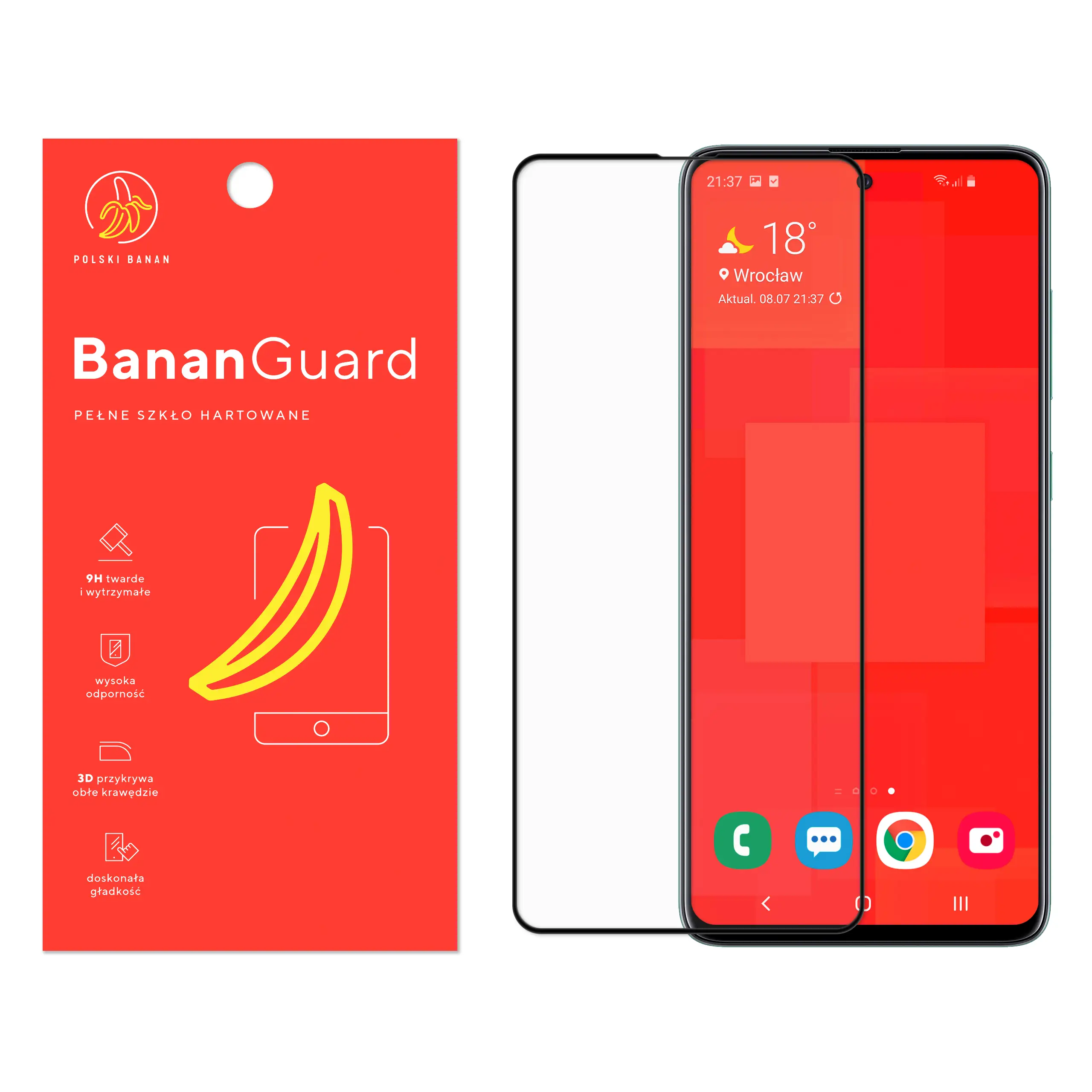 Szkło hartowane 5D Polski Banan BananGuard w kolorze czarnym do Samsung Galaxy A51