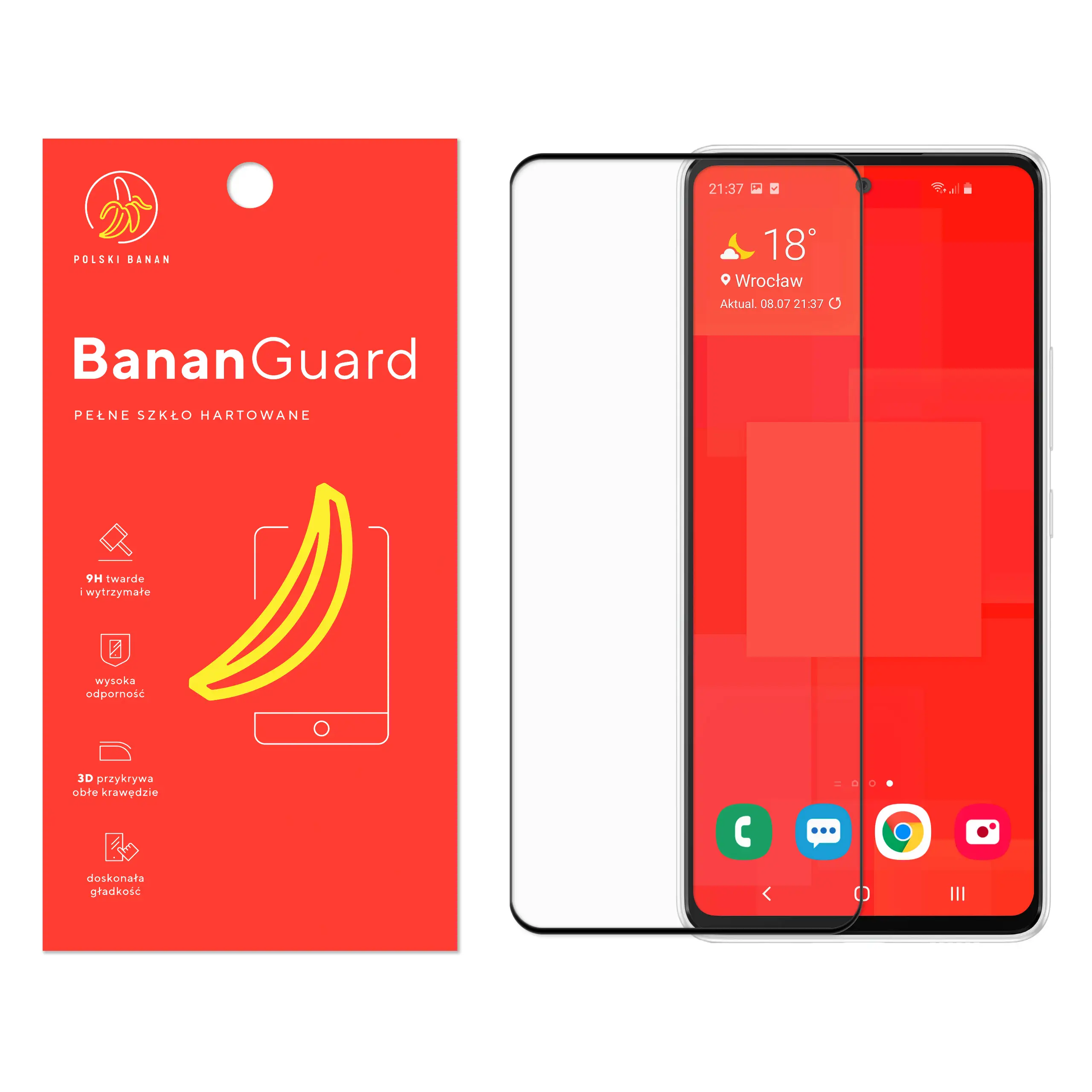 Szkło hartowane 5D Polski Banan BananGuard w kolorze czarnym do Samsung Galaxy A53 / A53 5G